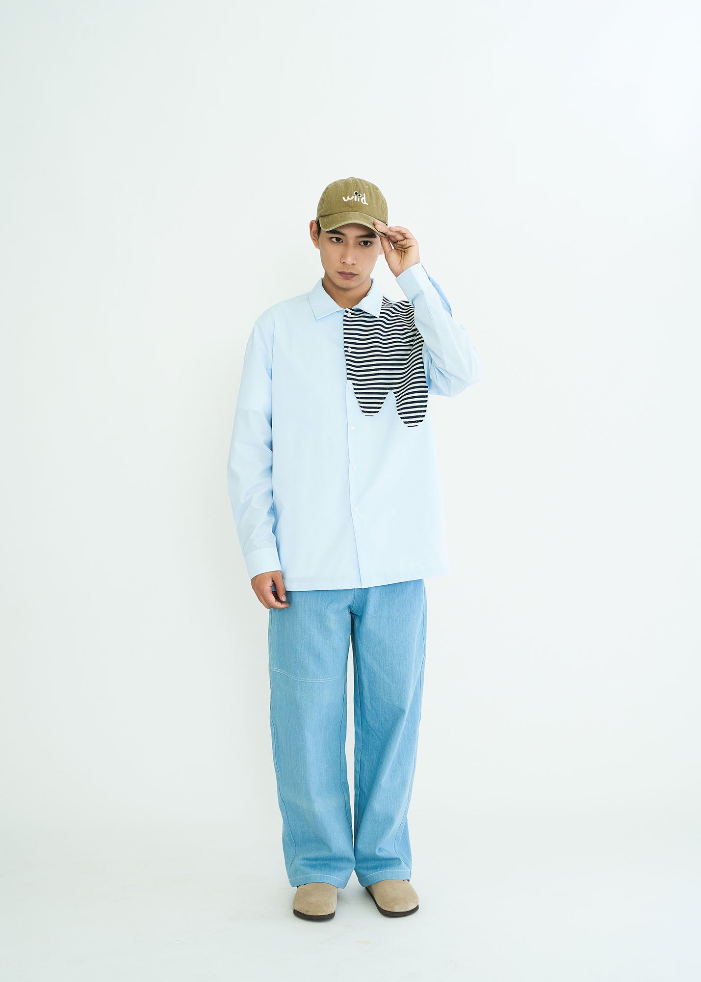 WIID Stripes Asymmetrical Patch Shirt, premium urban and streetwear designers apparel on PROJECTISR.com, WIID