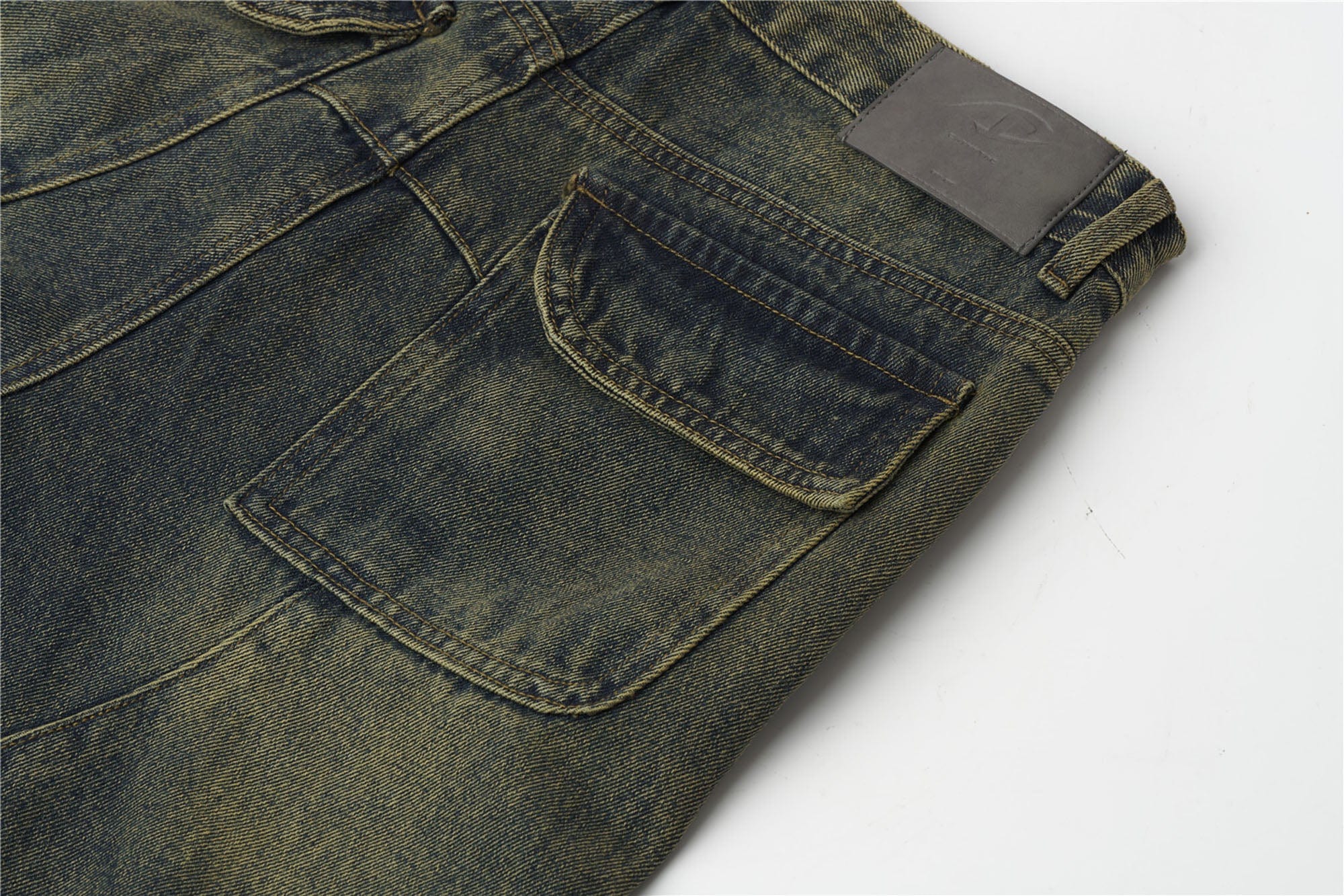 CATSSTAC Dirty Wash Paneled Wide-Leg Jeans, premium urban and streetwear designers apparel on PROJECTISR.com, CATSSTAC