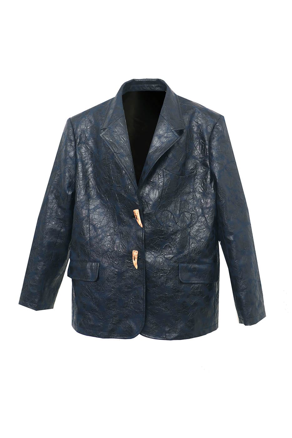 EMBRYO Crinkled Textured Faux Leather Blazer, premium urban and streetwear designers apparel on PROJECTISR.com, EMBRYO