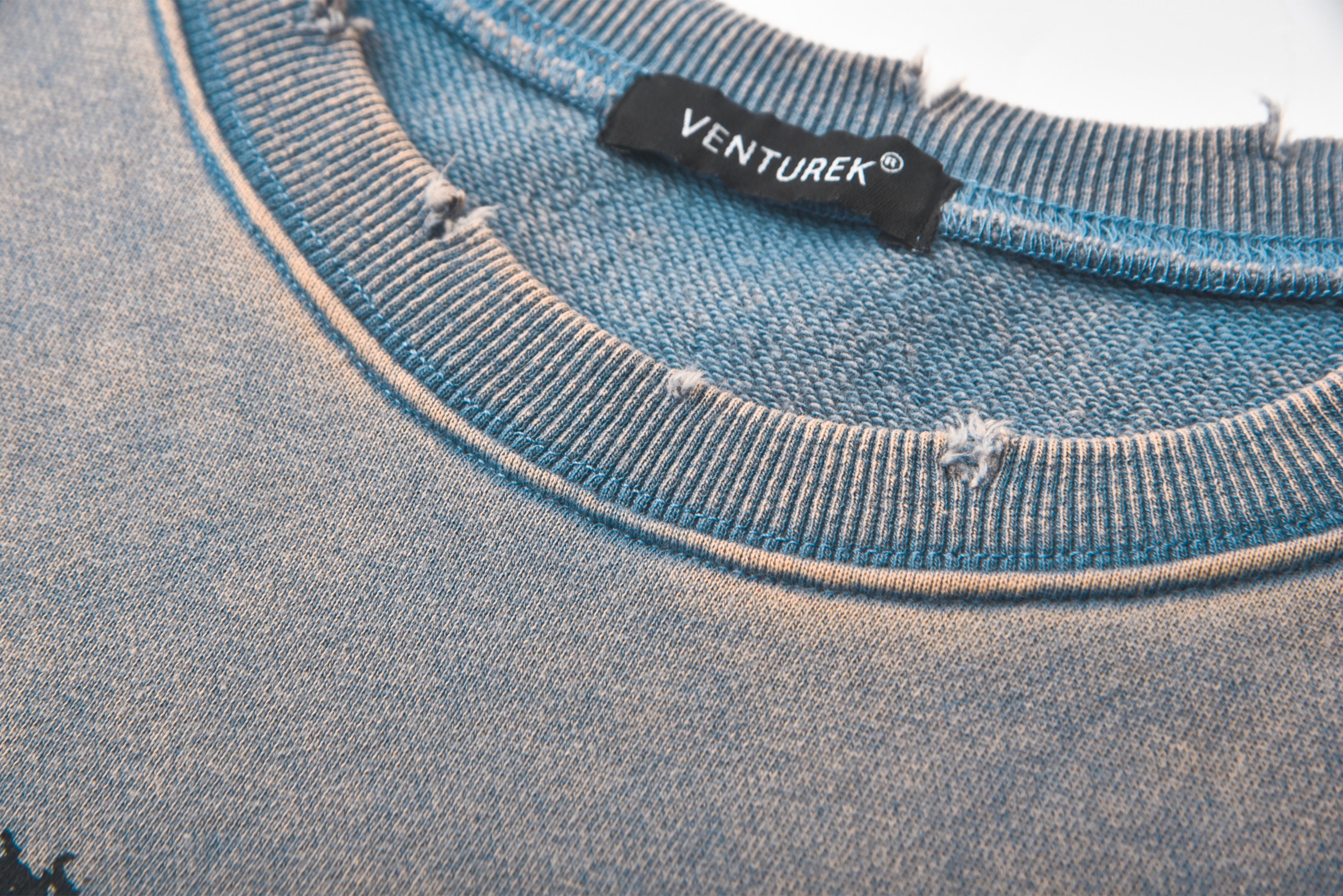 VENTUREK Washed Graphic Frayed Hem Sweatshirt, premium urban and streetwear designers apparel on PROJECTISR.com, VENTUREK