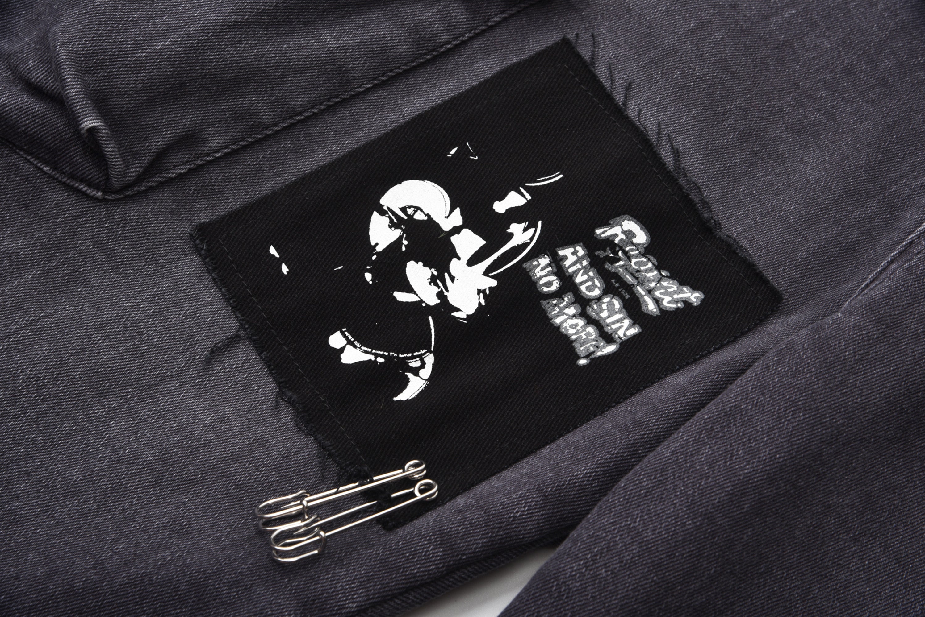 VENTUREK Washed Patch Studded Raw-Edge Shorts, premium urban and streetwear designers apparel on PROJECTISR.com, VENTUREK