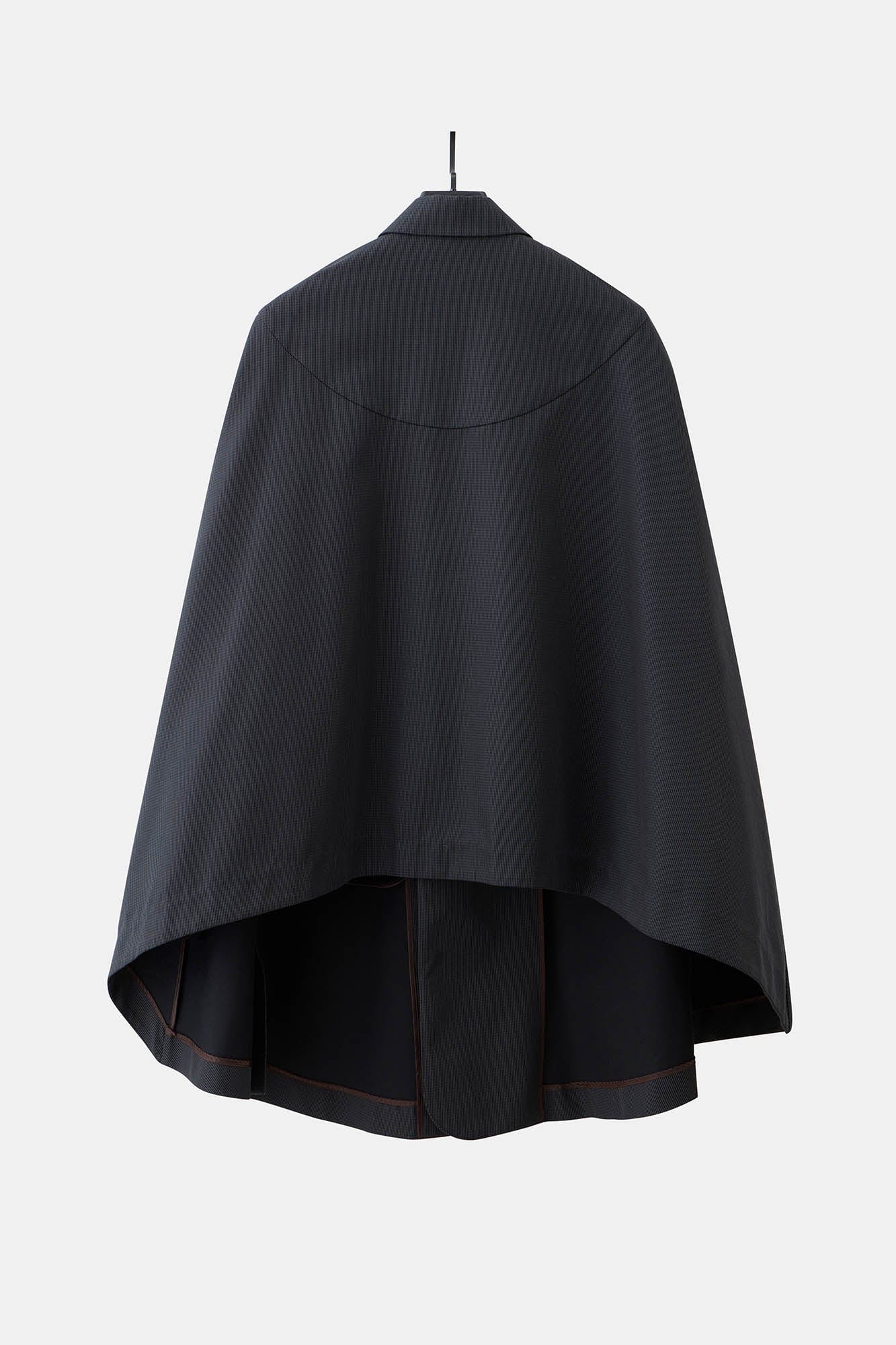 ILNya Nieternite Nifutur Mini Houndstooth Peak Lapel Slit Cape Coat, premium urban and streetwear designers apparel on PROJECTISR.com, ILNya Nieternite Nifutur
