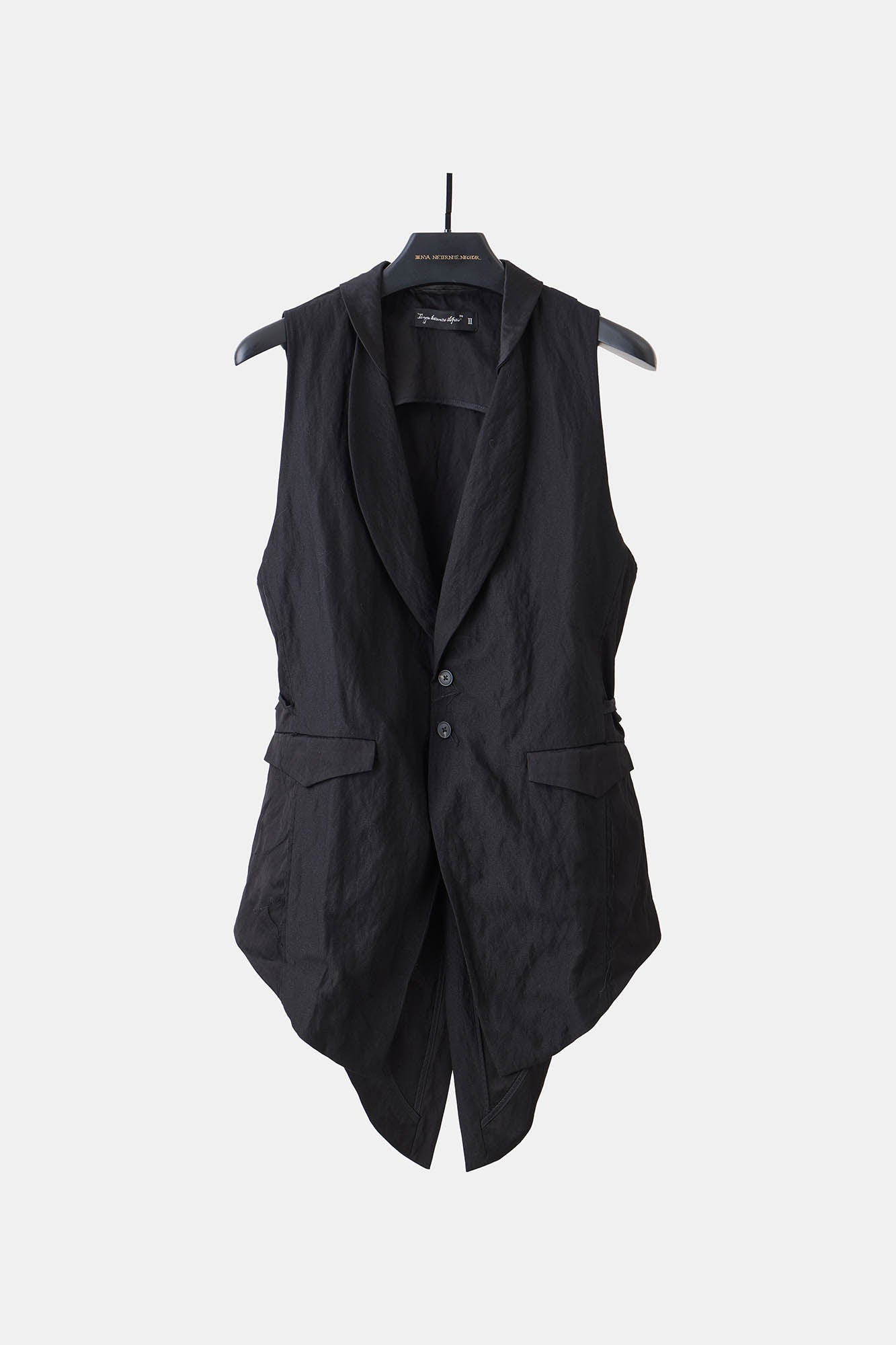 ILNya Nieternite Nifutur Asymmetrical Shawl Collar Belted Crinkled Vest, premium urban and streetwear designers apparel on PROJECTISR.com, ILNya Nieternite Nifutur
