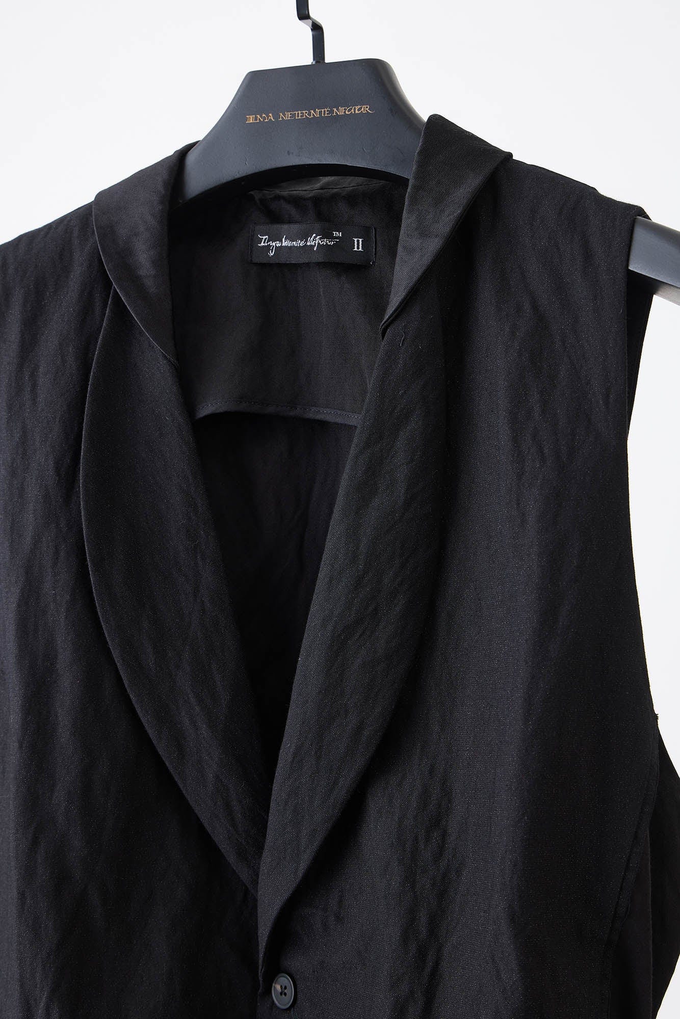 ILNya Nieternite Nifutur Asymmetrical Shawl Collar Belted Crinkled Vest, premium urban and streetwear designers apparel on PROJECTISR.com, ILNya Nieternite Nifutur