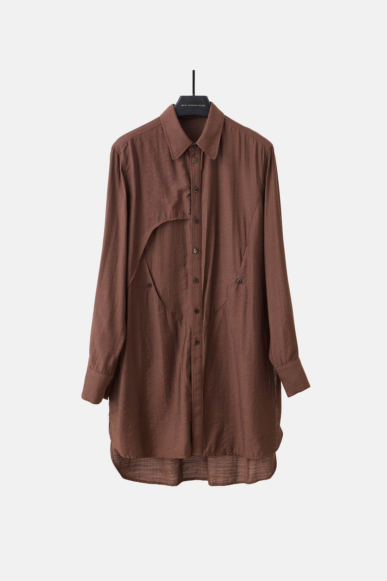ILNya Nieternite Nifutur Arc Spliced Draped Long Shirt Burgundy