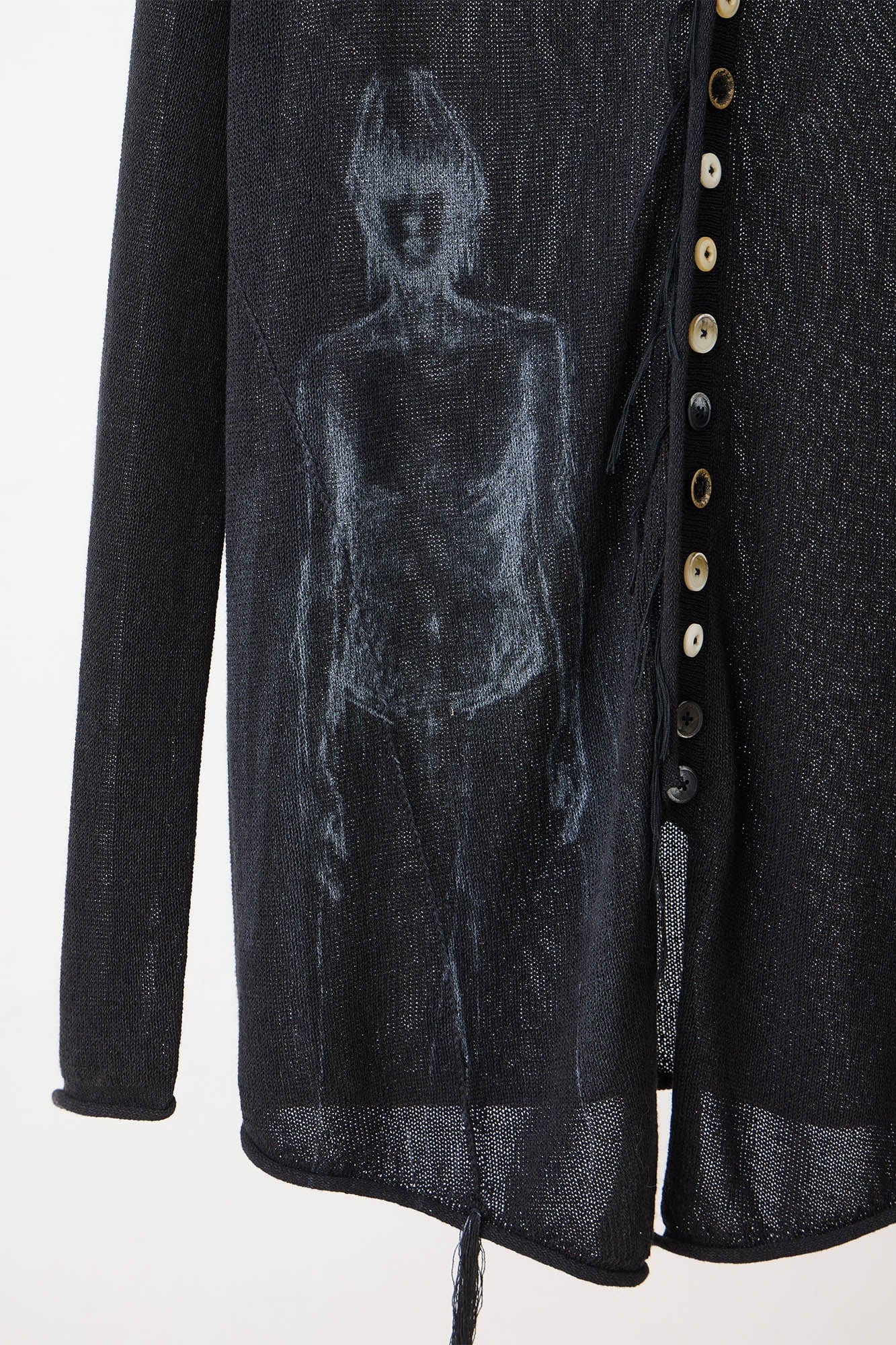 ILNya Nieternite Nifutur Ghostly Graphic Sheer Oversized Cardigan, premium urban and streetwear designers apparel on PROJECTISR.com, ILNya Nieternite Nifutur