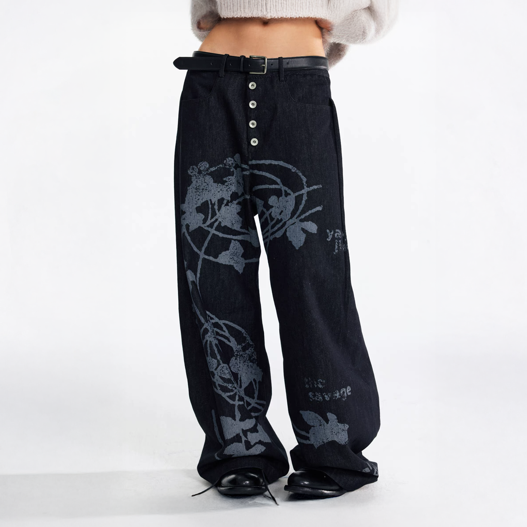 1997 POSTOFFICE Lilac Vine Full-Print Curved Jeans