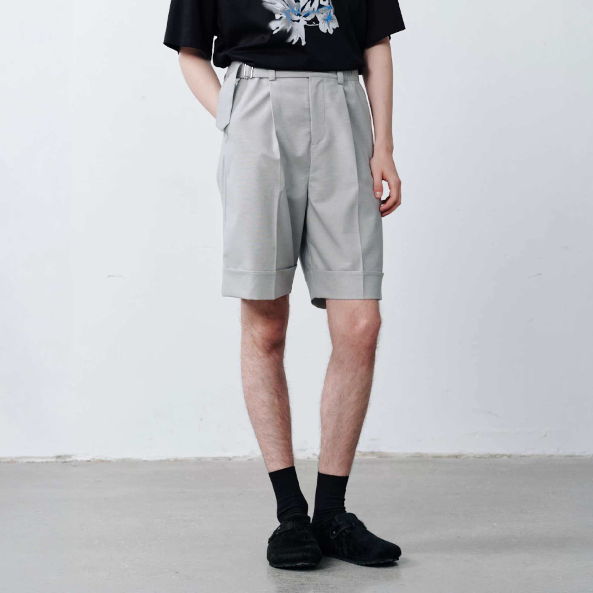 GRAINMUSTARD Pleated Linen-Blend Belt Tailored Shorts