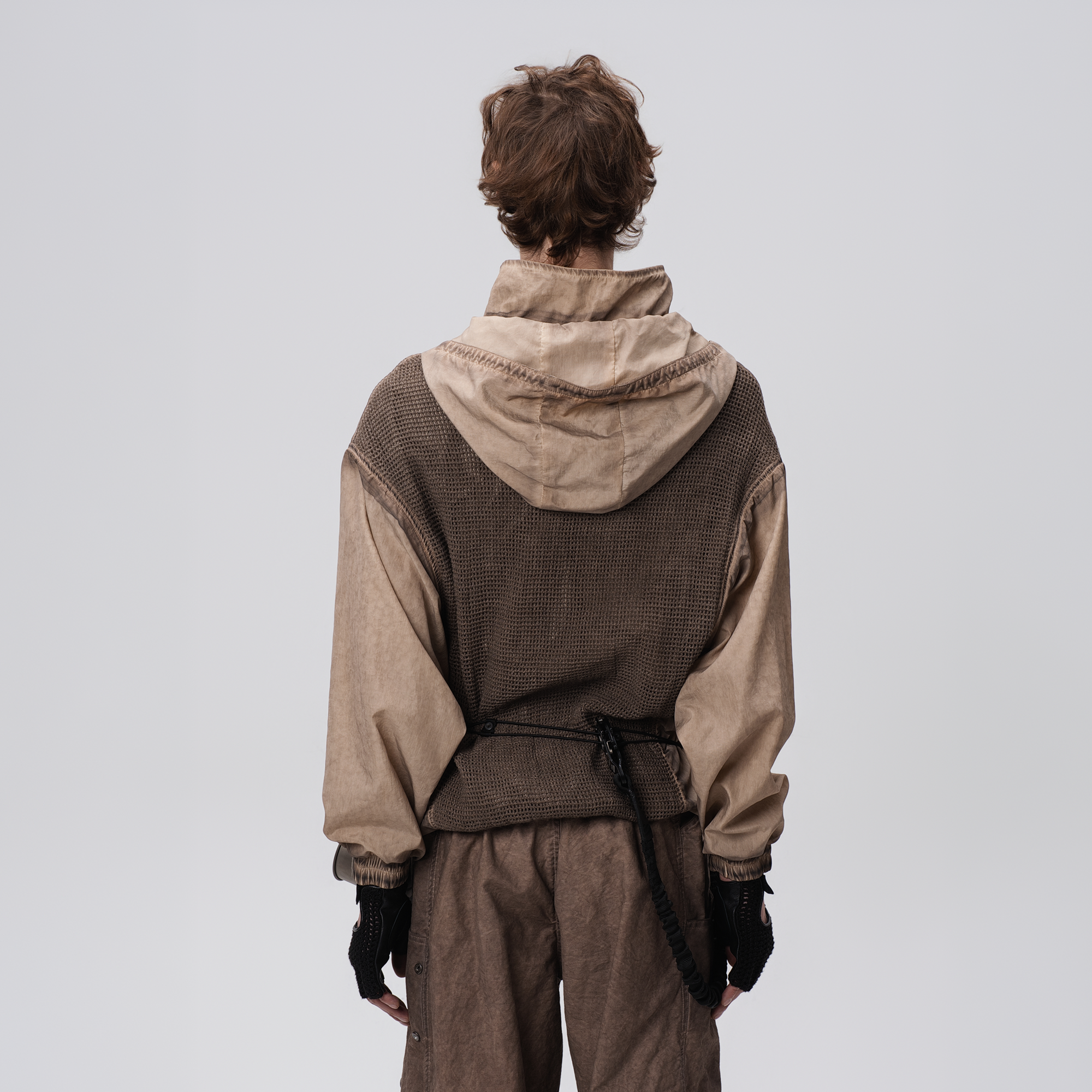 STEAM Distressed Zip-Up Detachable Hooded Jacket