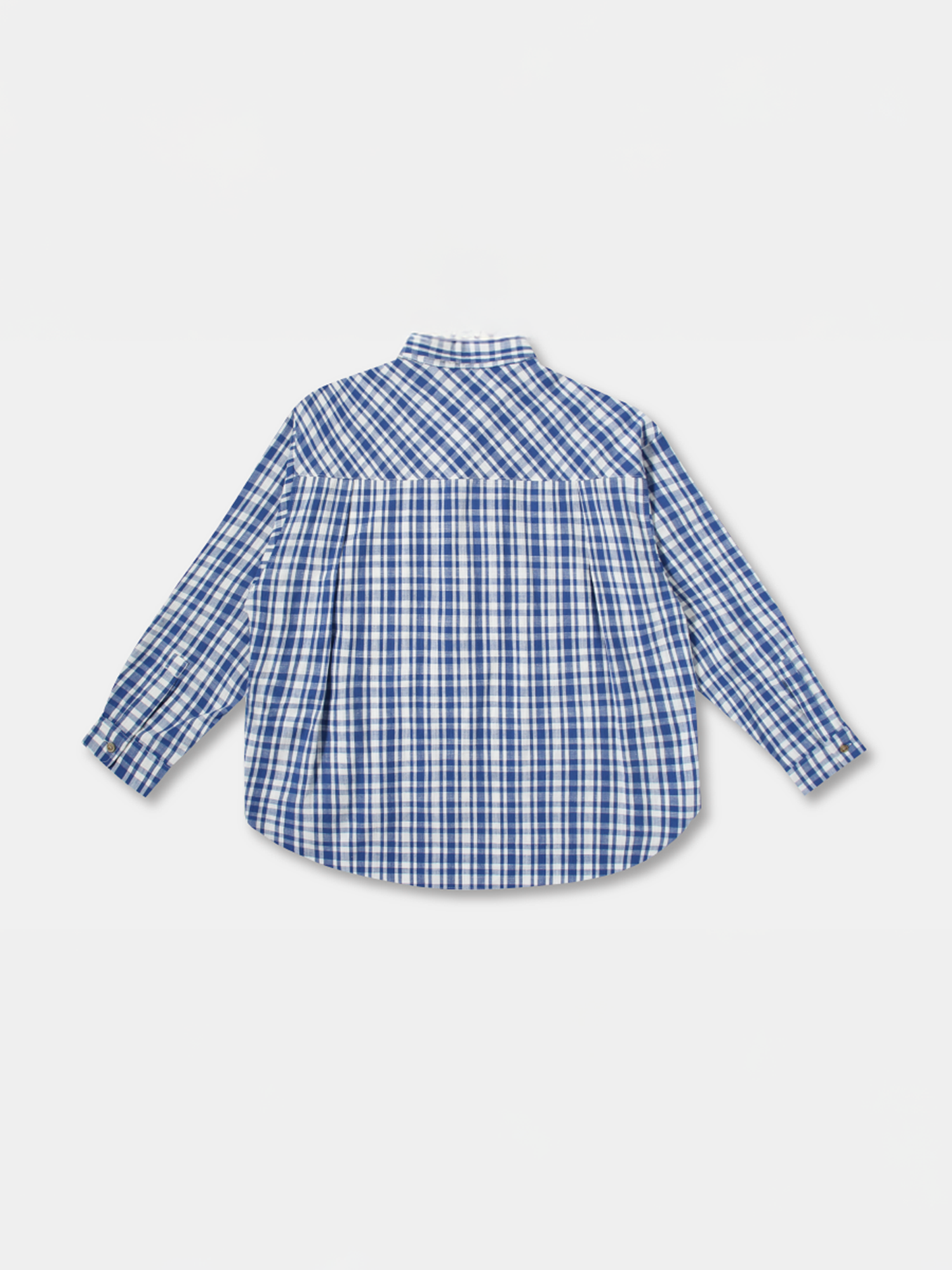 UNLIMITED MOTE Plaid Linen-Blend Half-Open Collar Shirt Blue, premium urban and streetwear designers apparel on PROJECTISR.com, UNLIMITED MOTE