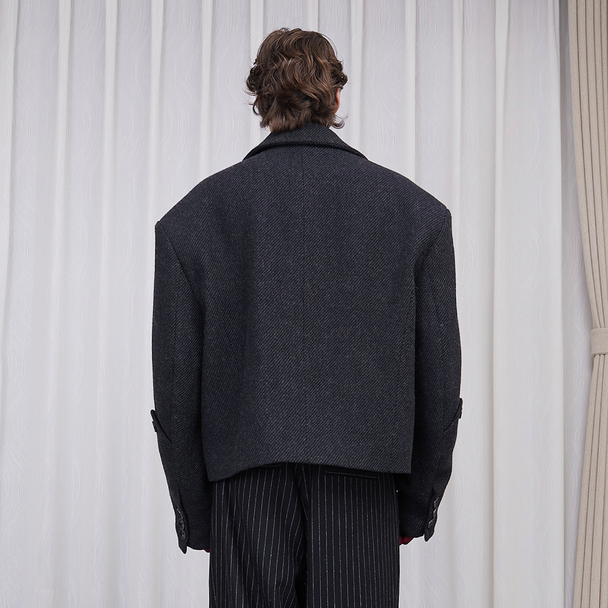 ASSEEN Double-Breast Wool-Blend Oversized Coat