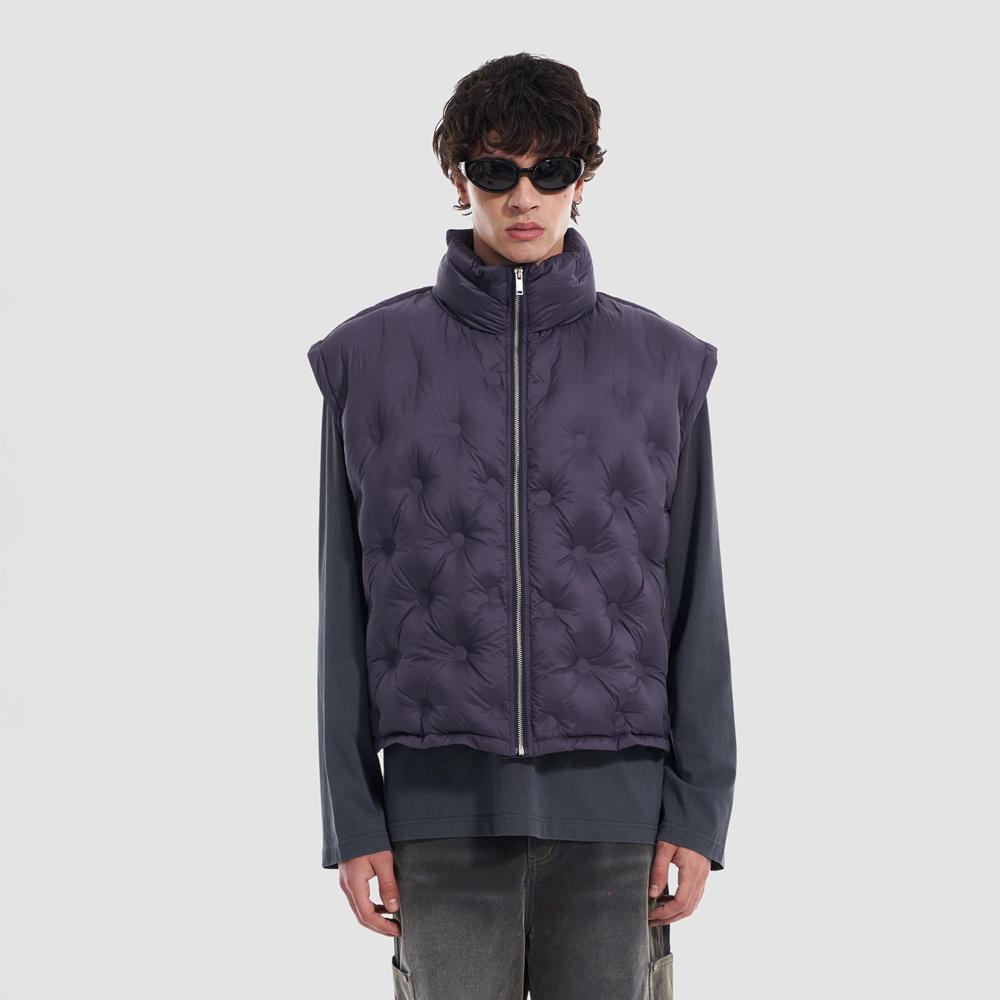 VANN VALRENCE Bubble-Quilted High-Neck Down Vest