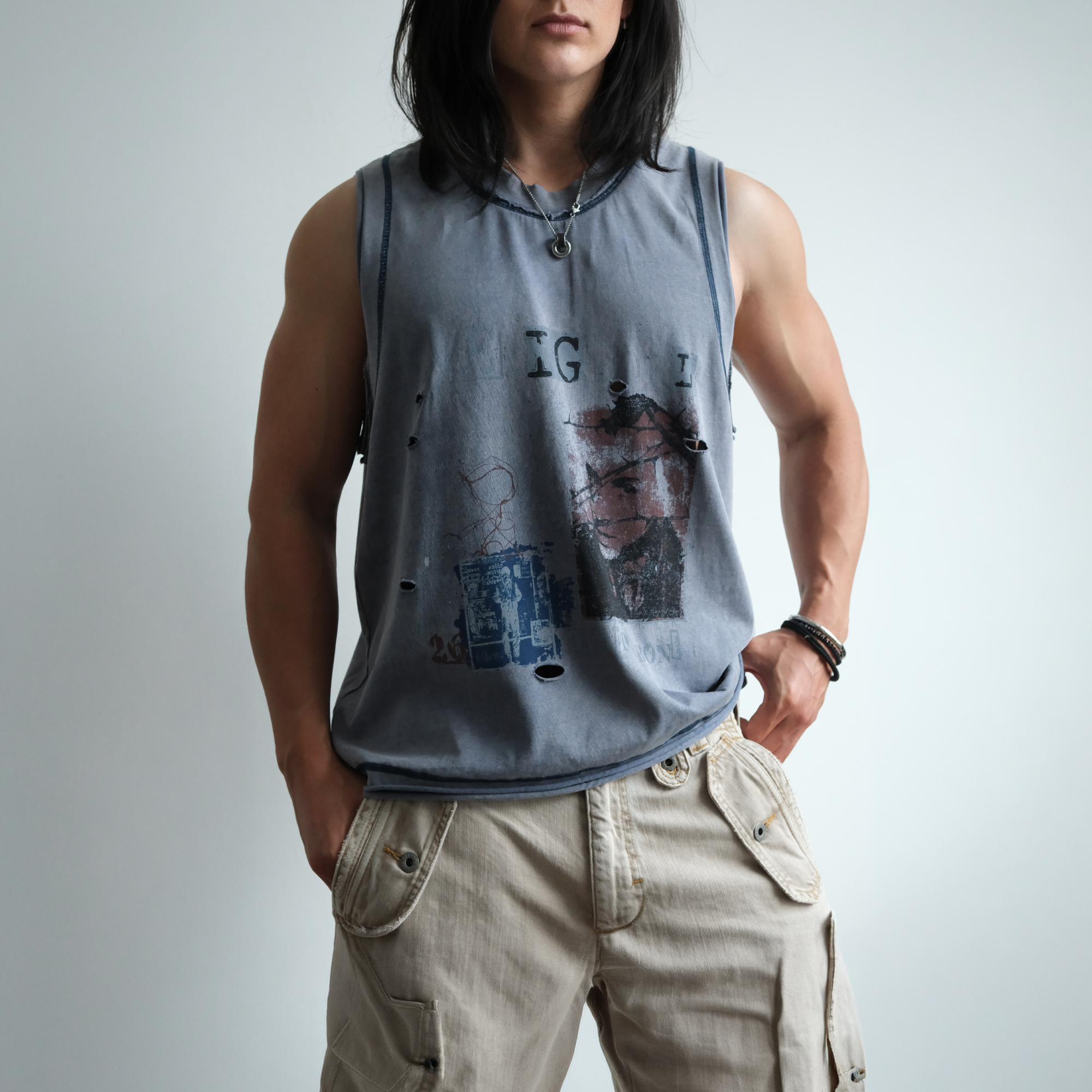 NEIGBORL Distressed Washed Graphic Tank Top