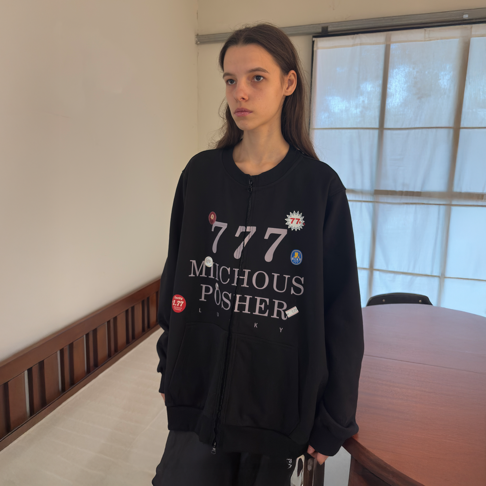 MIICHOUS Lucky 777 Graphic Zip Sweatshirt