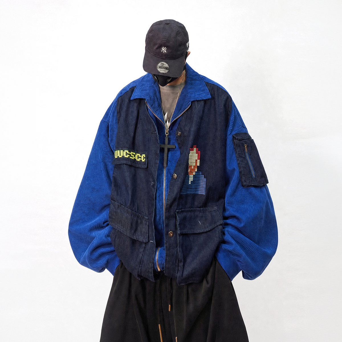 UUCSCC Retro Corduroy Faux Two-Piece Multi-Pocket Jacket, premium urban and streetwear designers apparel on PROJECTISR.com, UUCSCC