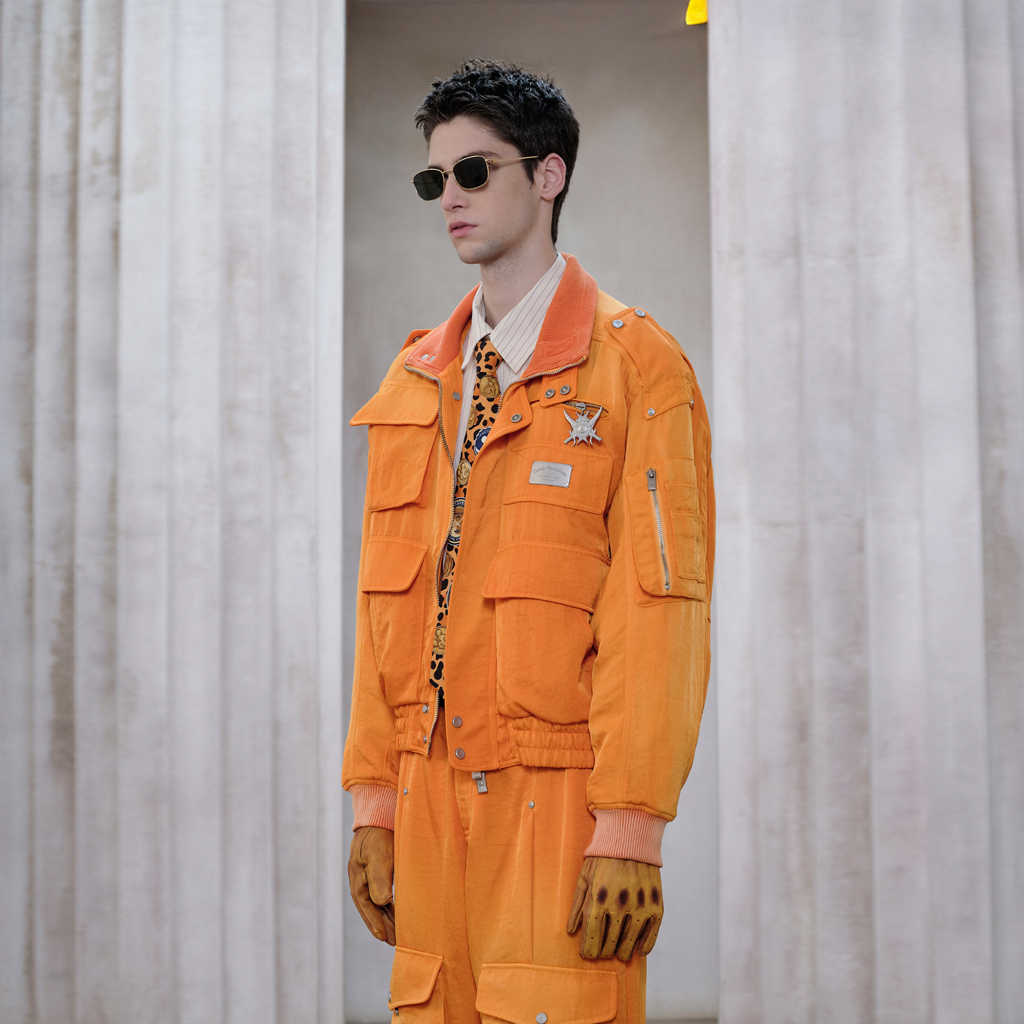 FACEONLAB Washed Multi-Pocket Utility Jacket