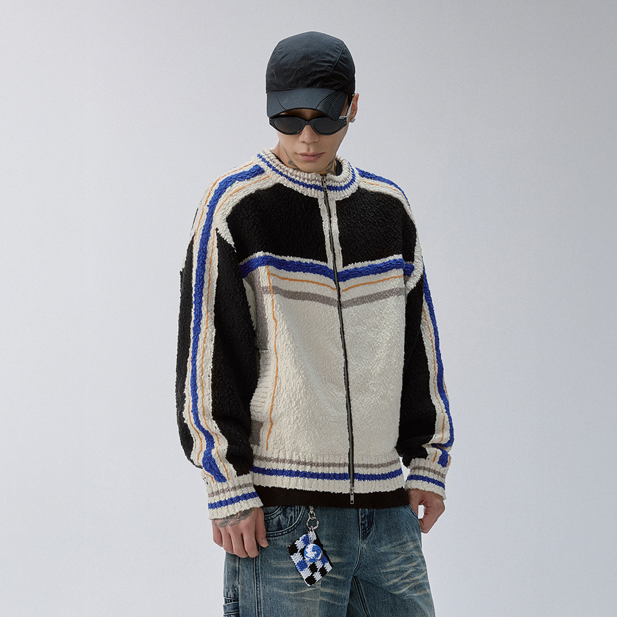 F2CE Contrast Panel Boxy Cardigan