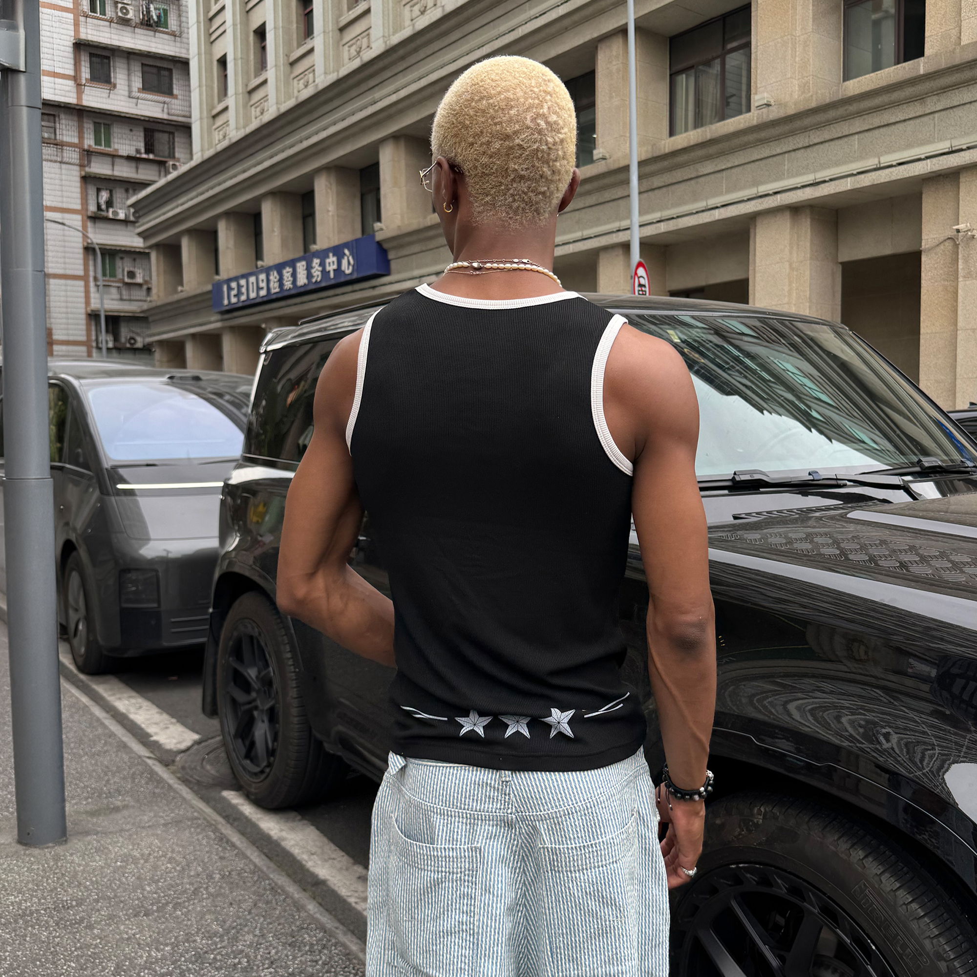 STEEPC Slogan Letter Graphic Ribbed Slim Tank Top
