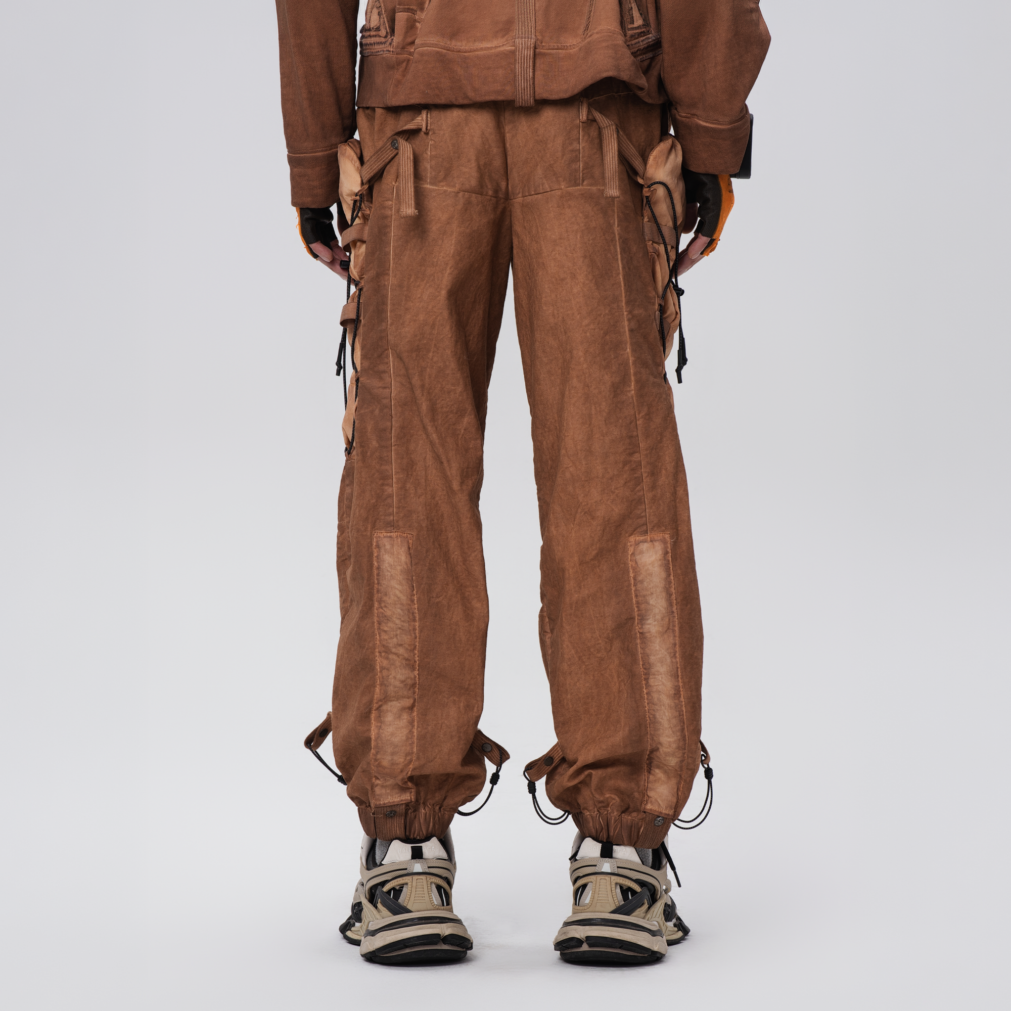 STEAM Washed Multi-Pocket Detachable Waist Bag Cargo Pants