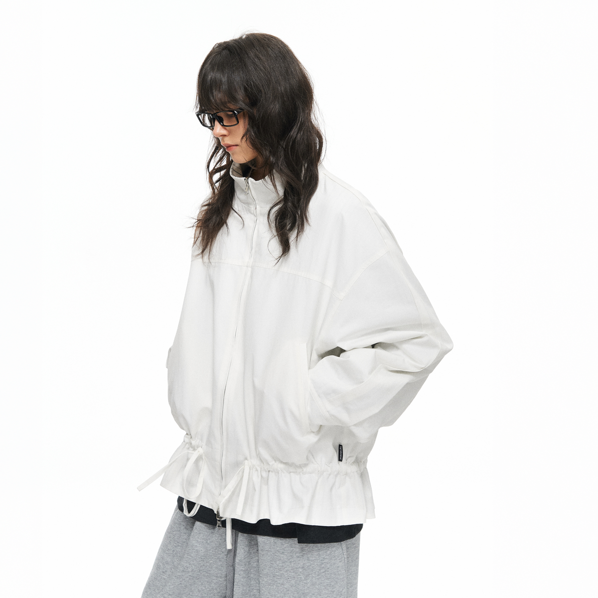 TGNS Reversible Drawstring Stand-Collar Oversized Jacket