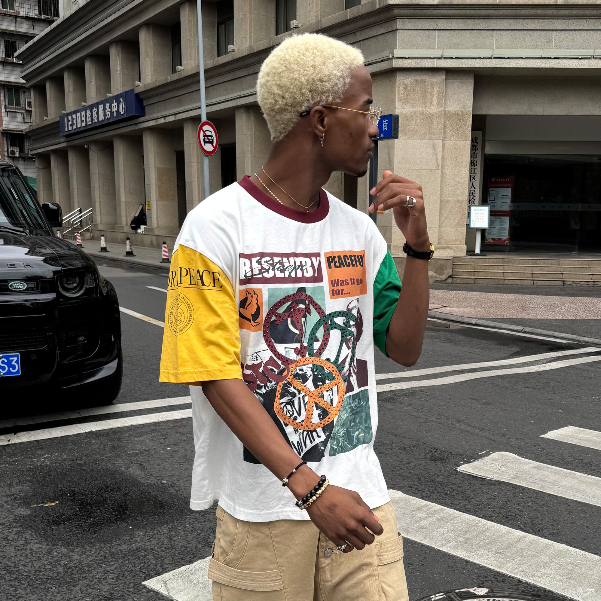 STEEPC Contrast Diamond Graphic T-Shirt, premium urban and streetwear designers apparel on PROJECTISR.com, STEEPC