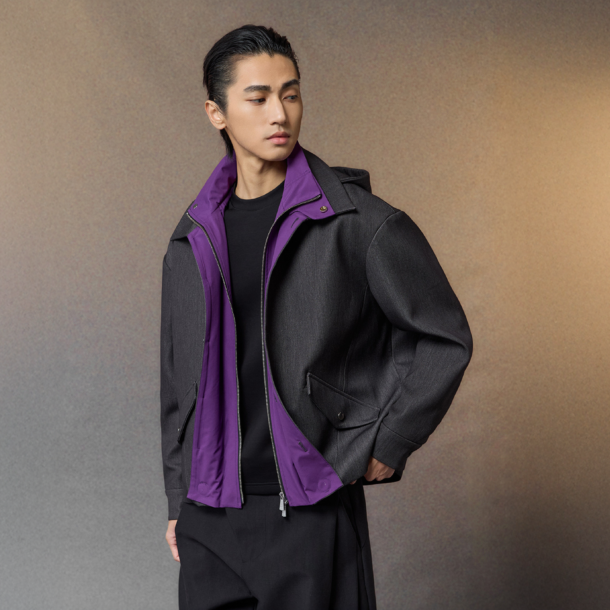 ALVNG AR ANTS Tech Contrast Split-Panel Hooded Jacket, premium urban and streetwear designers apparel on PROJECTISR.com, ALVNG AR ANTS