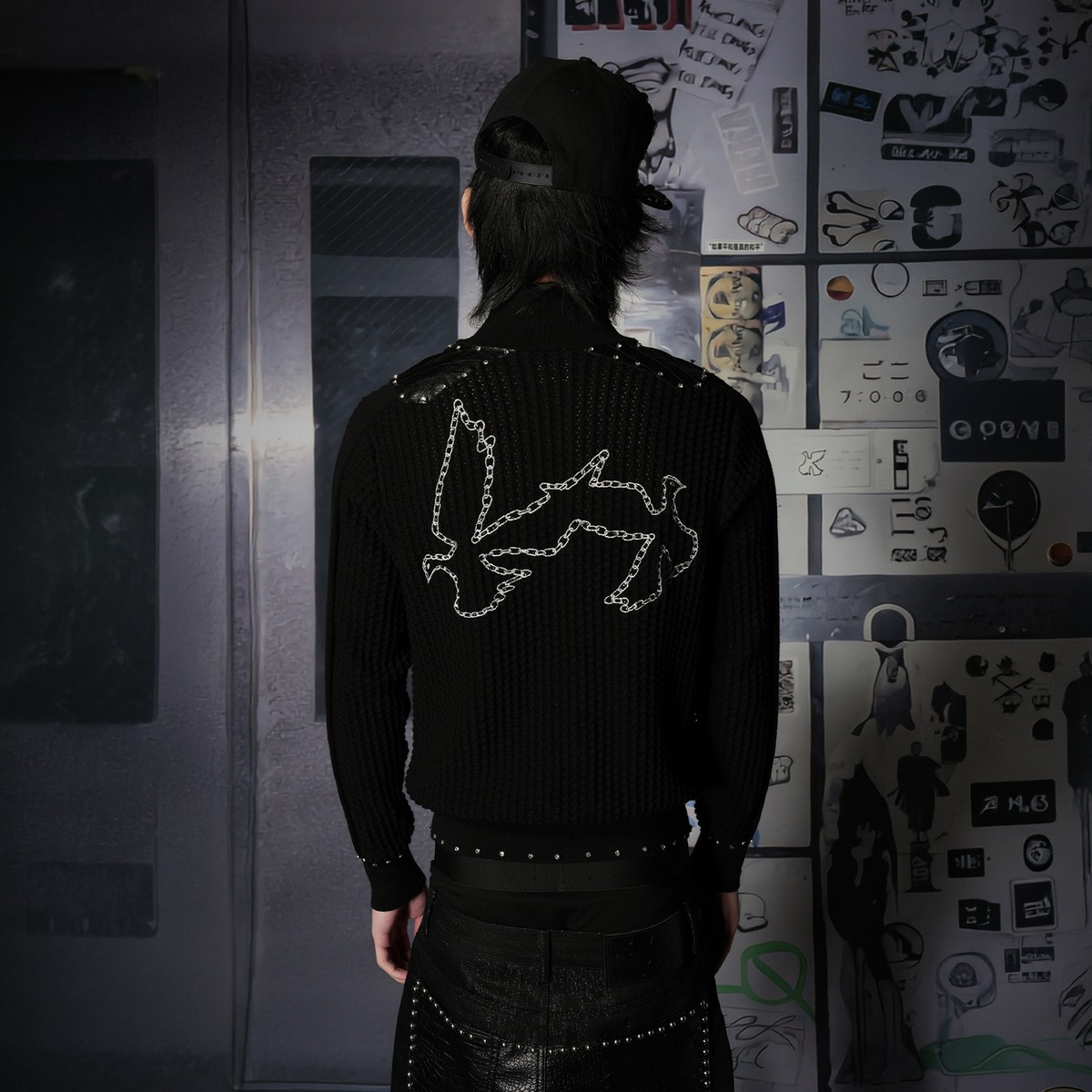 VINKID Chain-Link Feather Knit Zip-Up Jacket, premium urban and streetwear designers apparel on PROJECTISR.com, VINKID