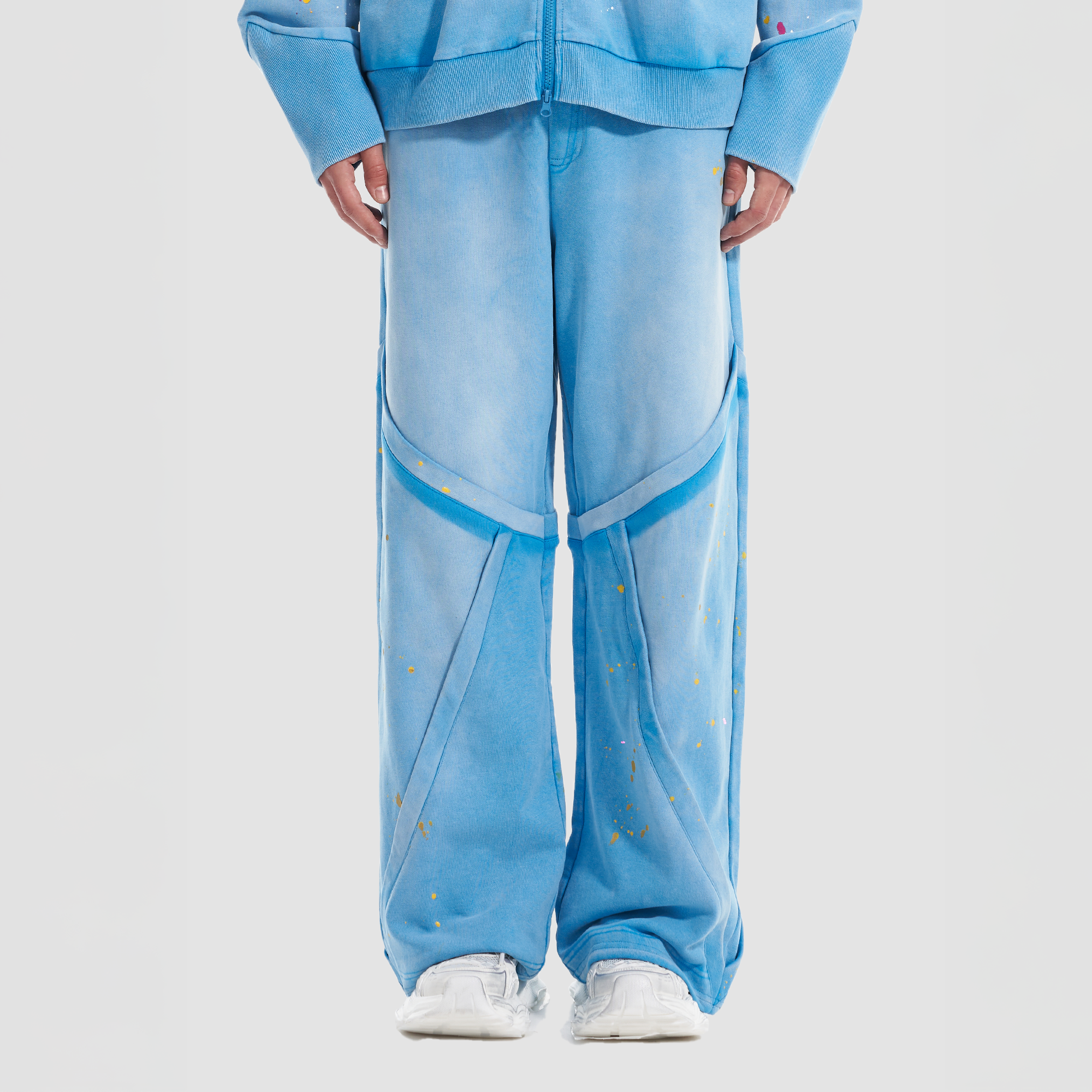 VANN VALRENCE Washed Paint-Splattered Paneled Pants