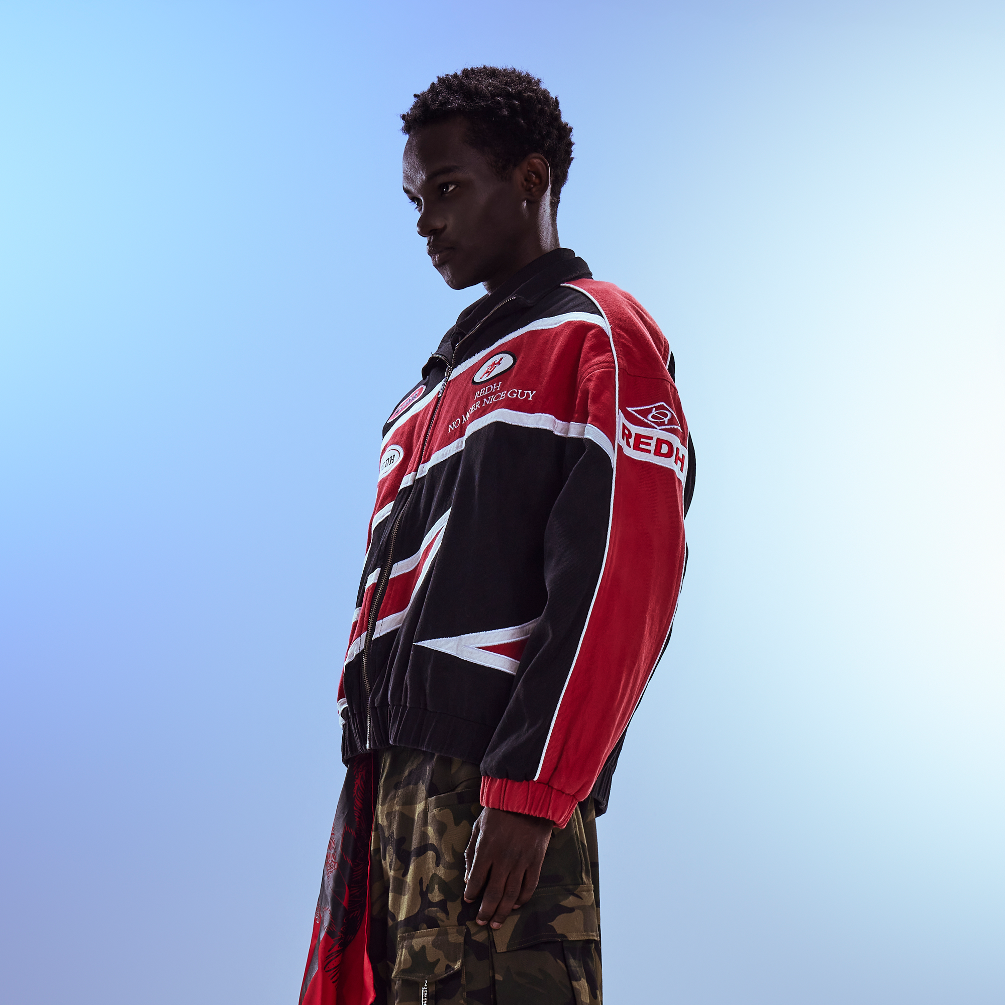 REDH Contrast Panel Embroidered Racing Jacket