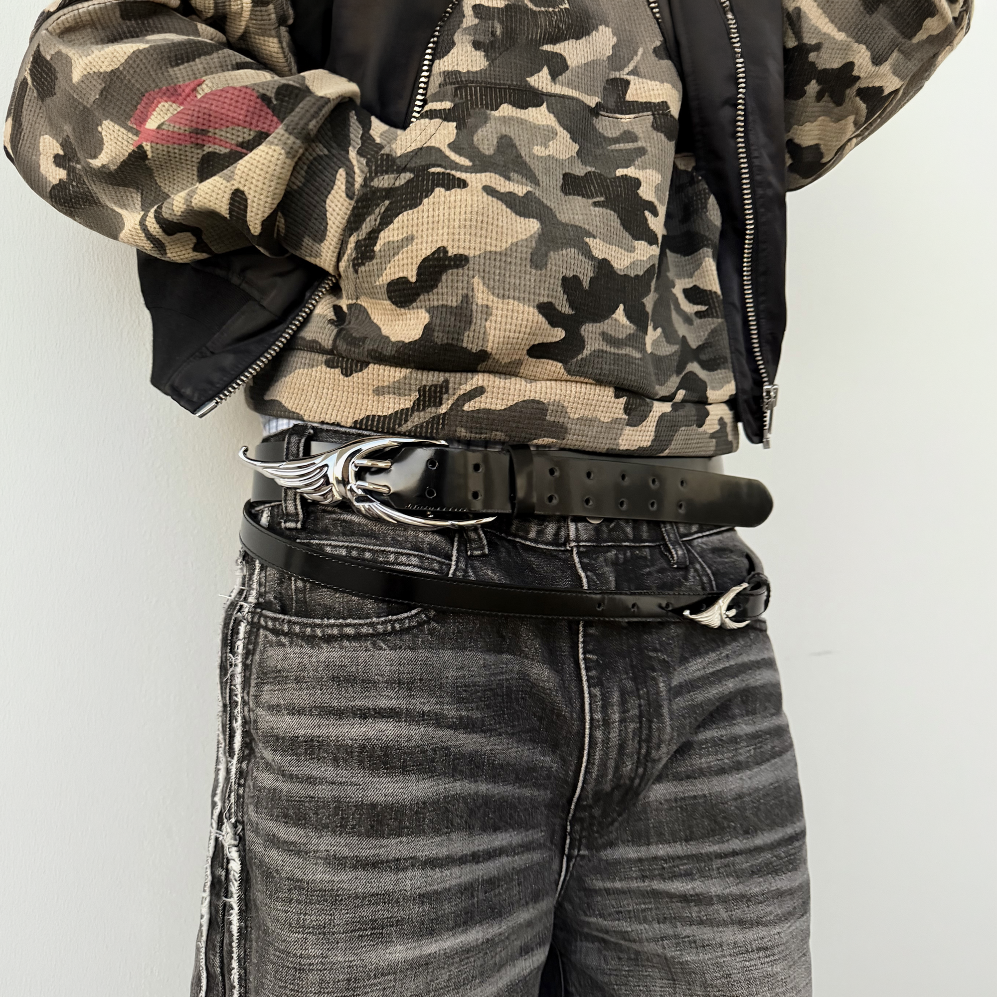 WHISTLEHUNTER Double-Layer Gloss Leather Belt, premium urban and streetwear designers apparel on PROJECTISR.com, WHISTLEHUNTER