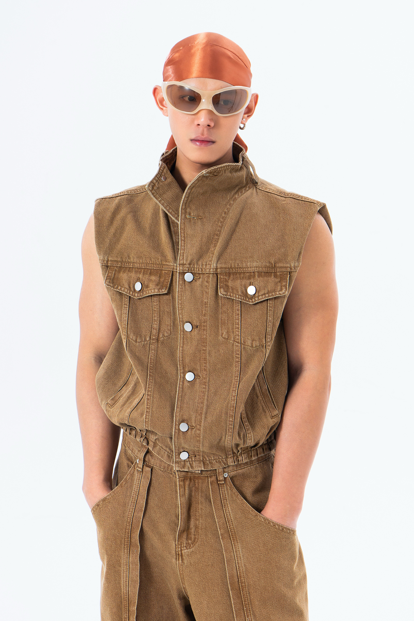 CLP Retro Stand Collar Denim Vest
