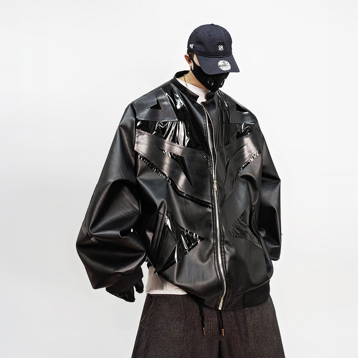 UUCSCC Faux Leather Oversized Baseball Bomber Jacket
