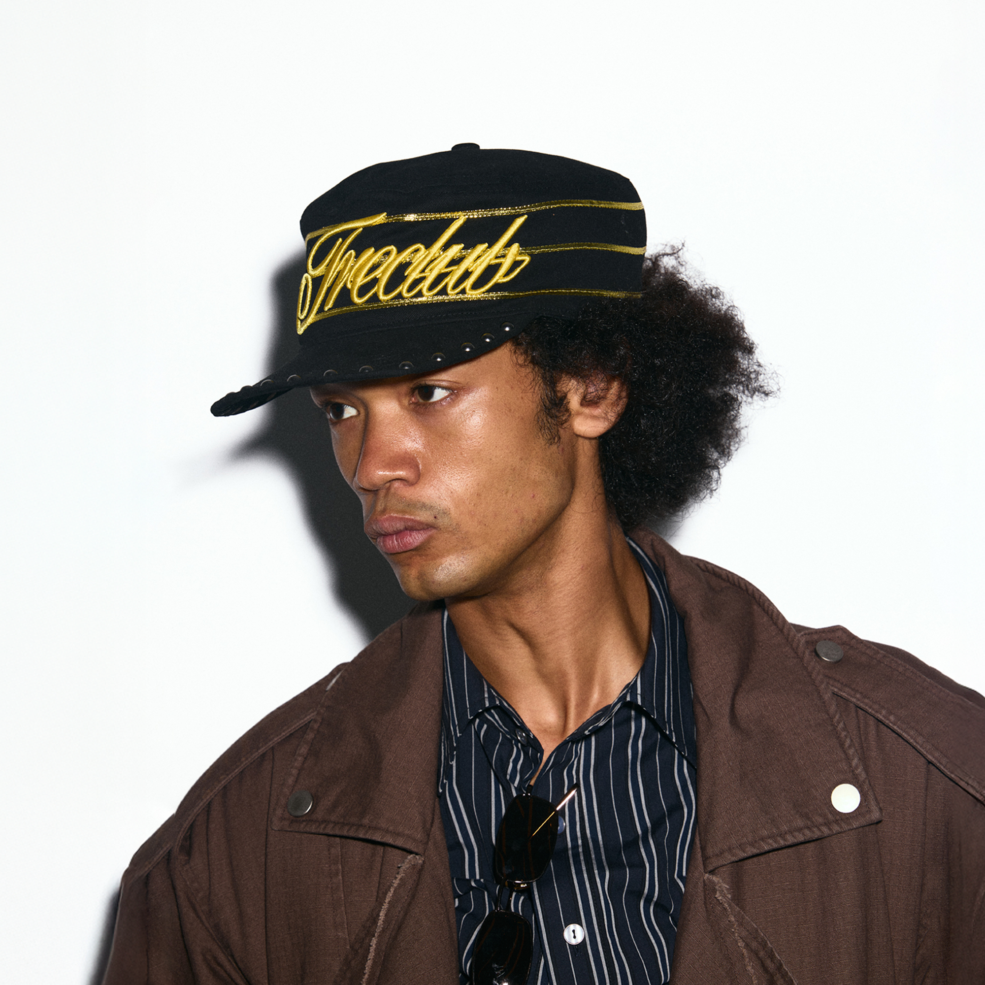 TRECLUB Studded-Brim Embroidered Cap