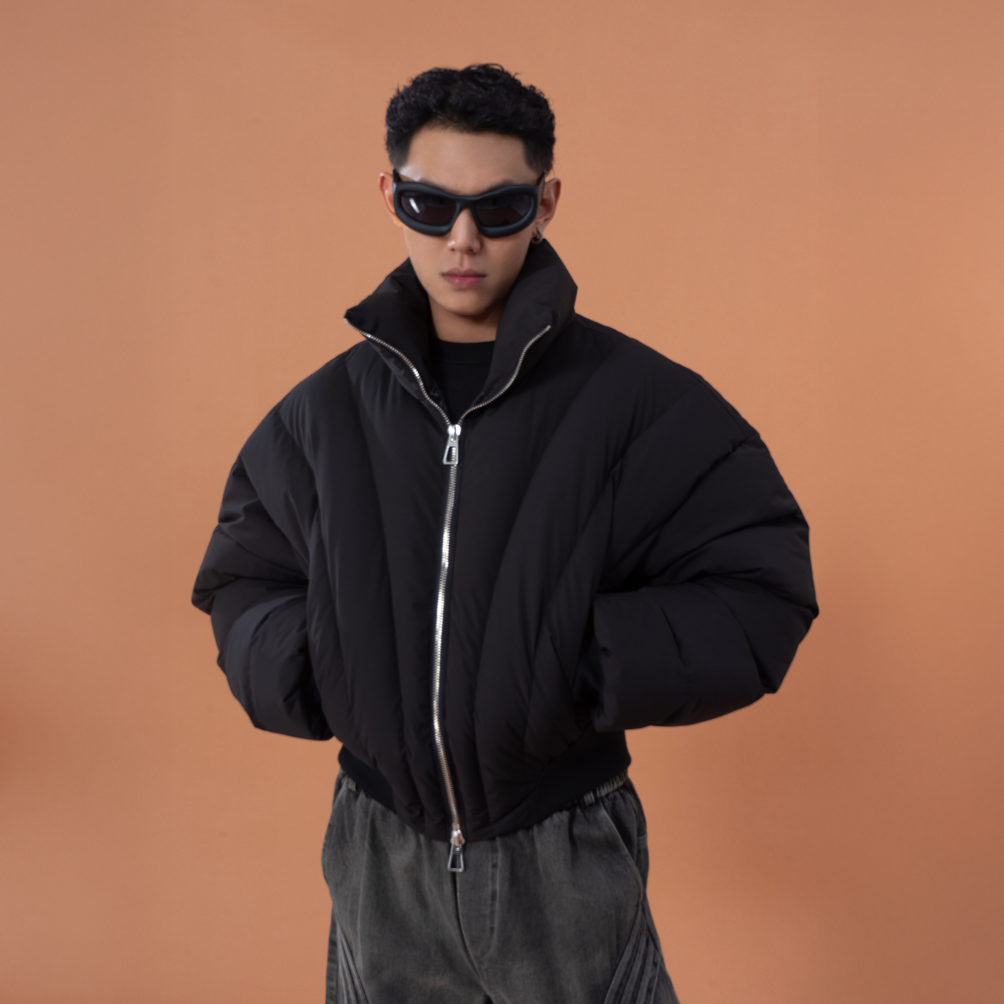 CLP V-Stitch Cropped Bubble Puffer Jacket