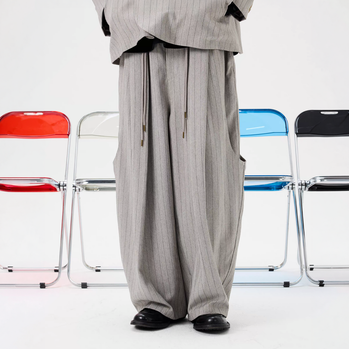 UNLIMITED MOTE Striped Wide-Leg Balloon Pants, premium urban and streetwear designers apparel on PROJECTISR.com, UNLIMITED MOTE