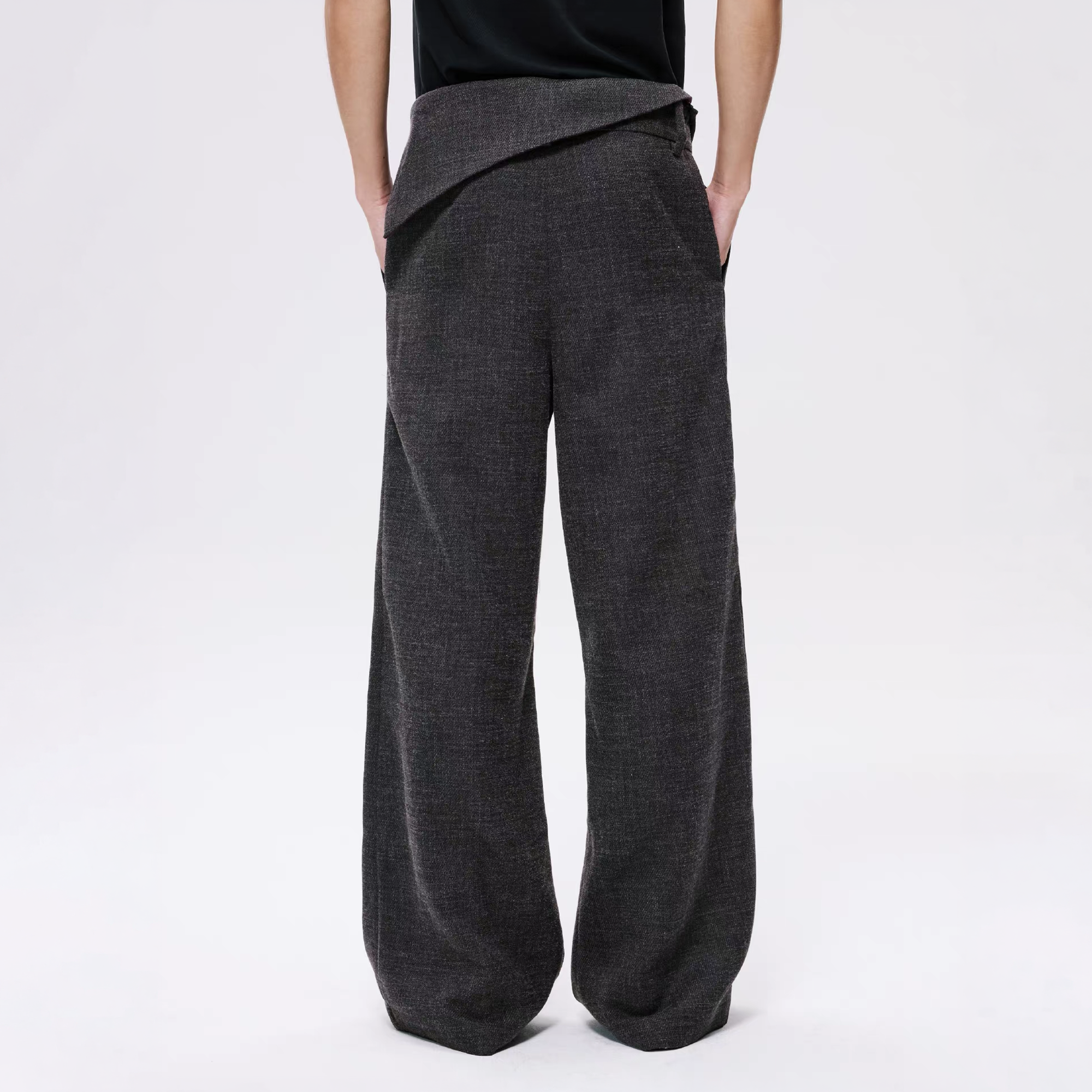 ALVNG AR ANTS Detachable Contrast Waist Tie Pleated Trousers