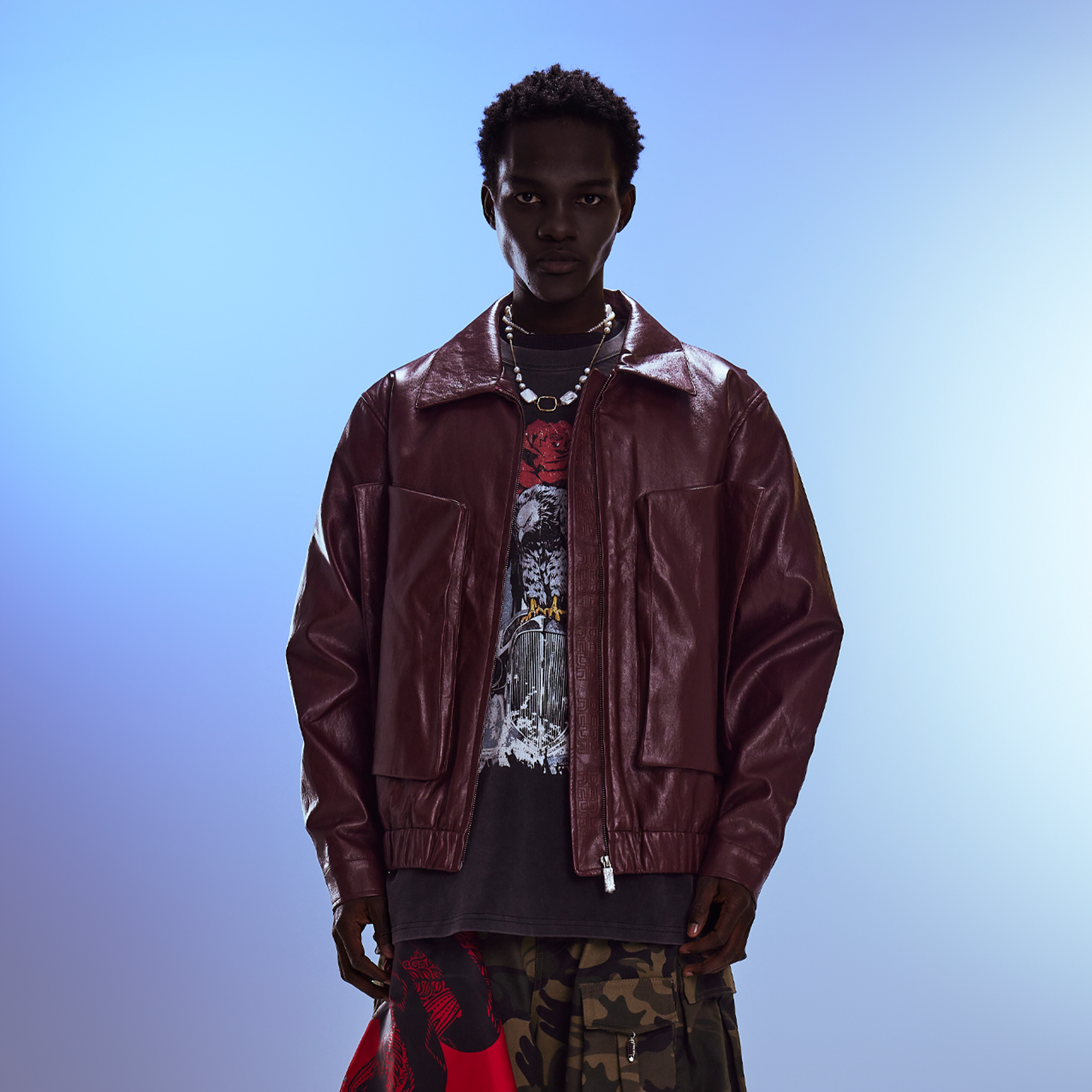 REDH Glossy Coated Faux Leather Jacket Ancora Red