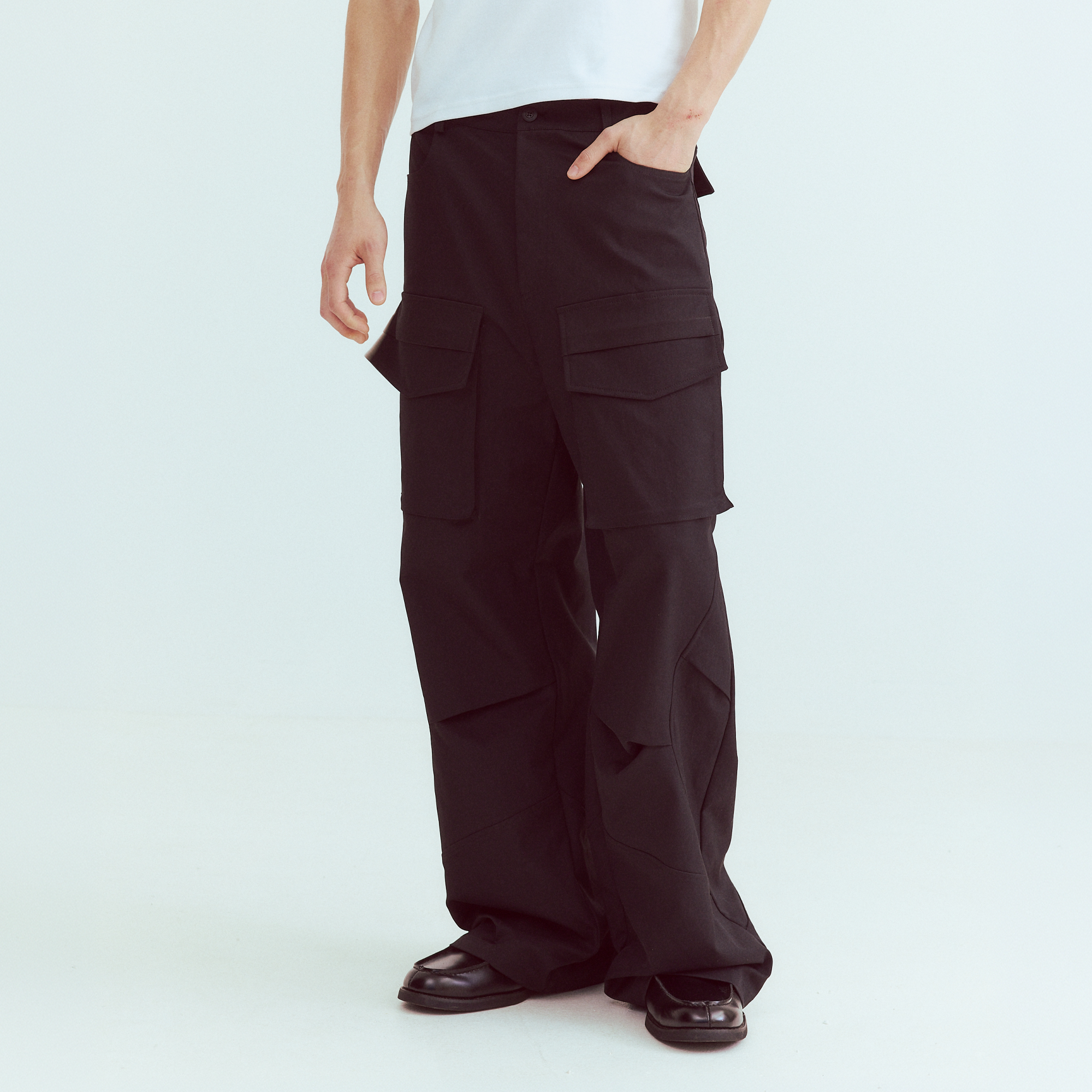 KADAKADA Paneled Wide-Leg Cargo Pants, premium urban and streetwear designers apparel on PROJECTISR.com, KADAKADA