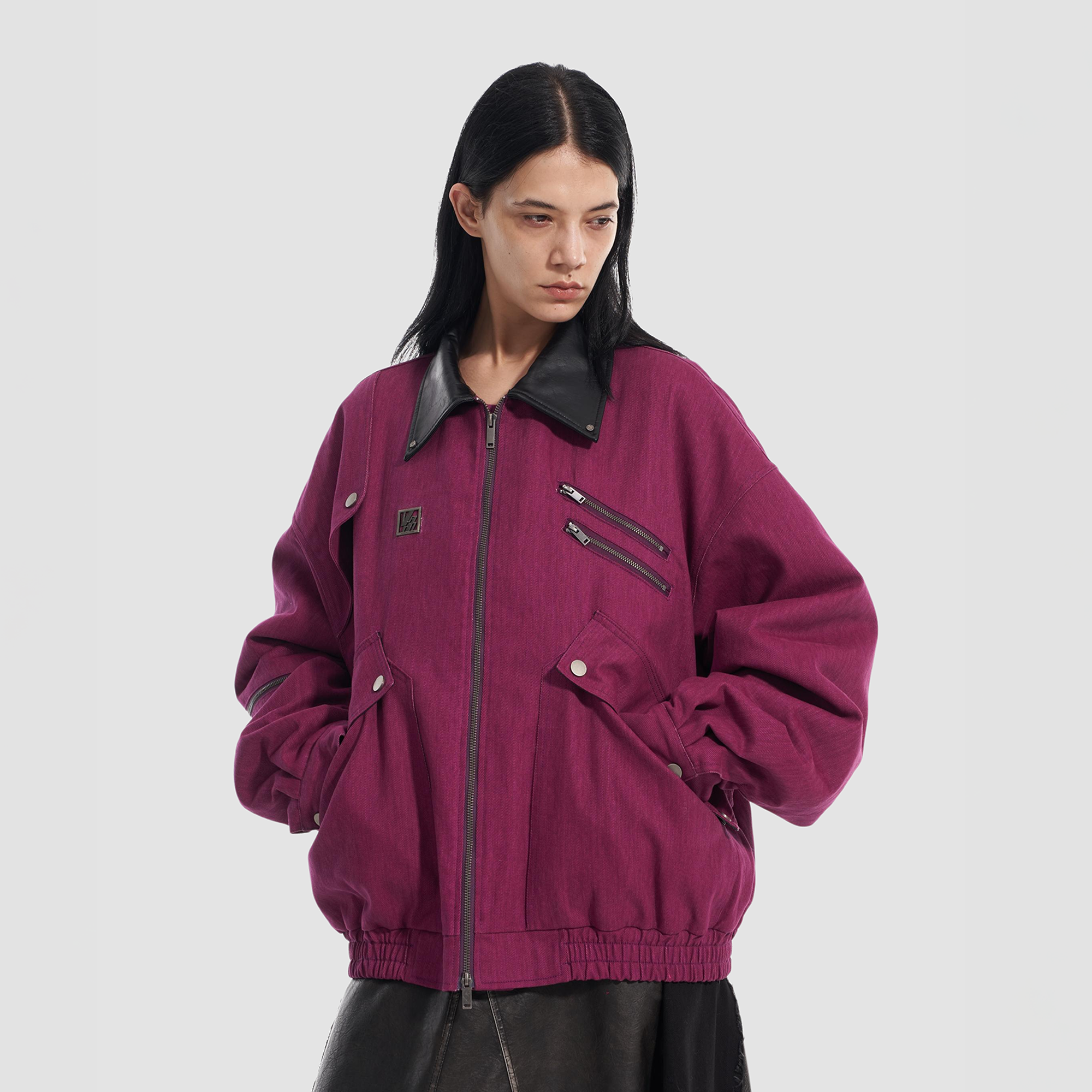 VANN VALRENCE Contrast Multi-Zip Padded Utility Jacket