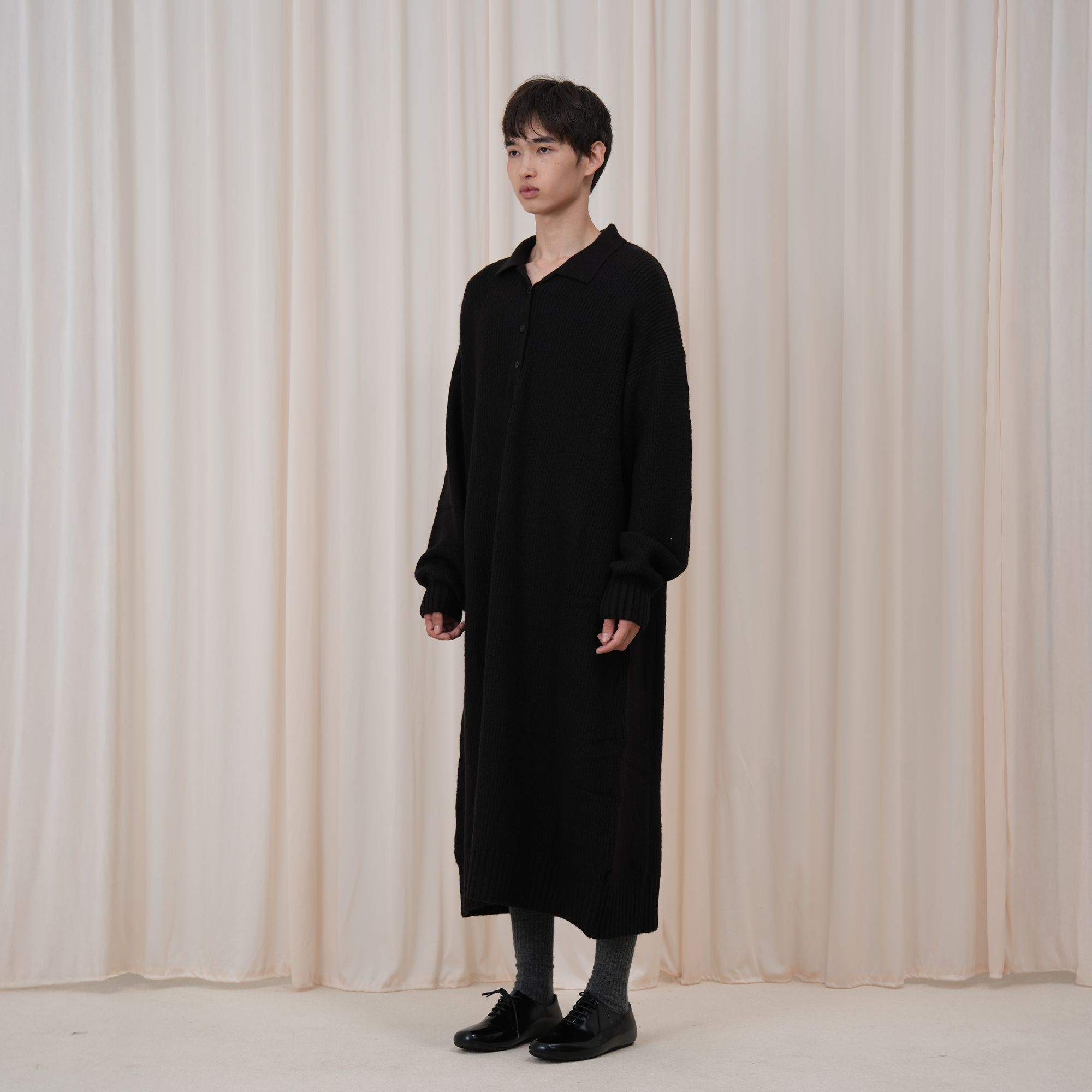 OUYANG WENJUN Half-Placket Oversized Sweater, premium urban and streetwear designers apparel on PROJECTISR.com, OUYANG WENJUN