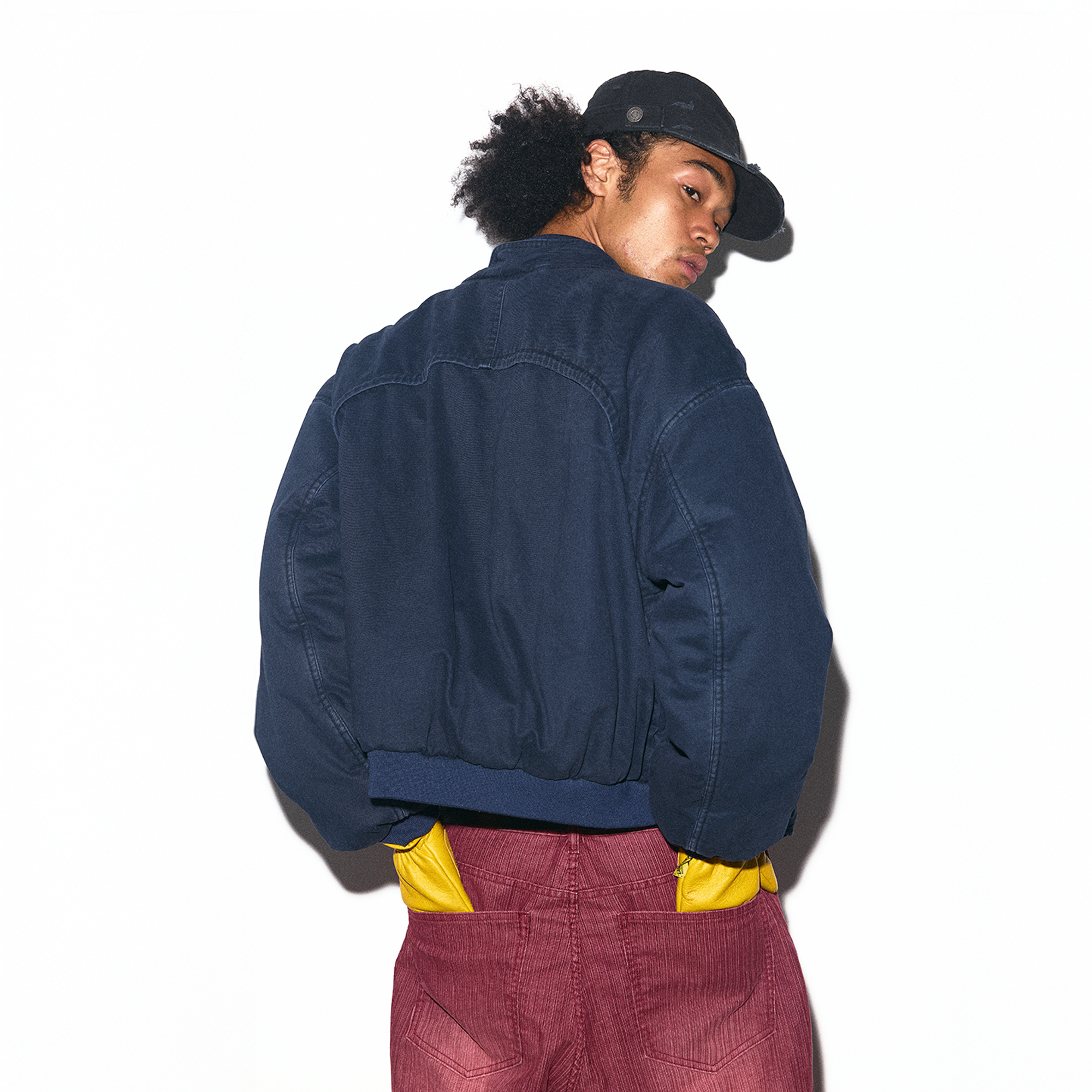 TRECLUB Check-Lined Mock-Neck Puffer Jacket