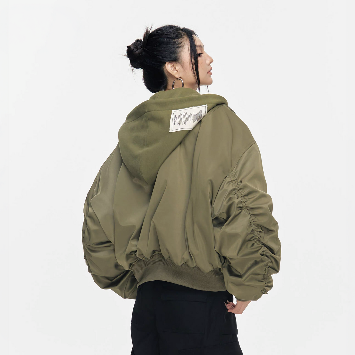 ARDENCODE Oversized Hooded Bomber Jacket, premium urban and streetwear designers apparel on PROJECTISR.com, ARDENCODE