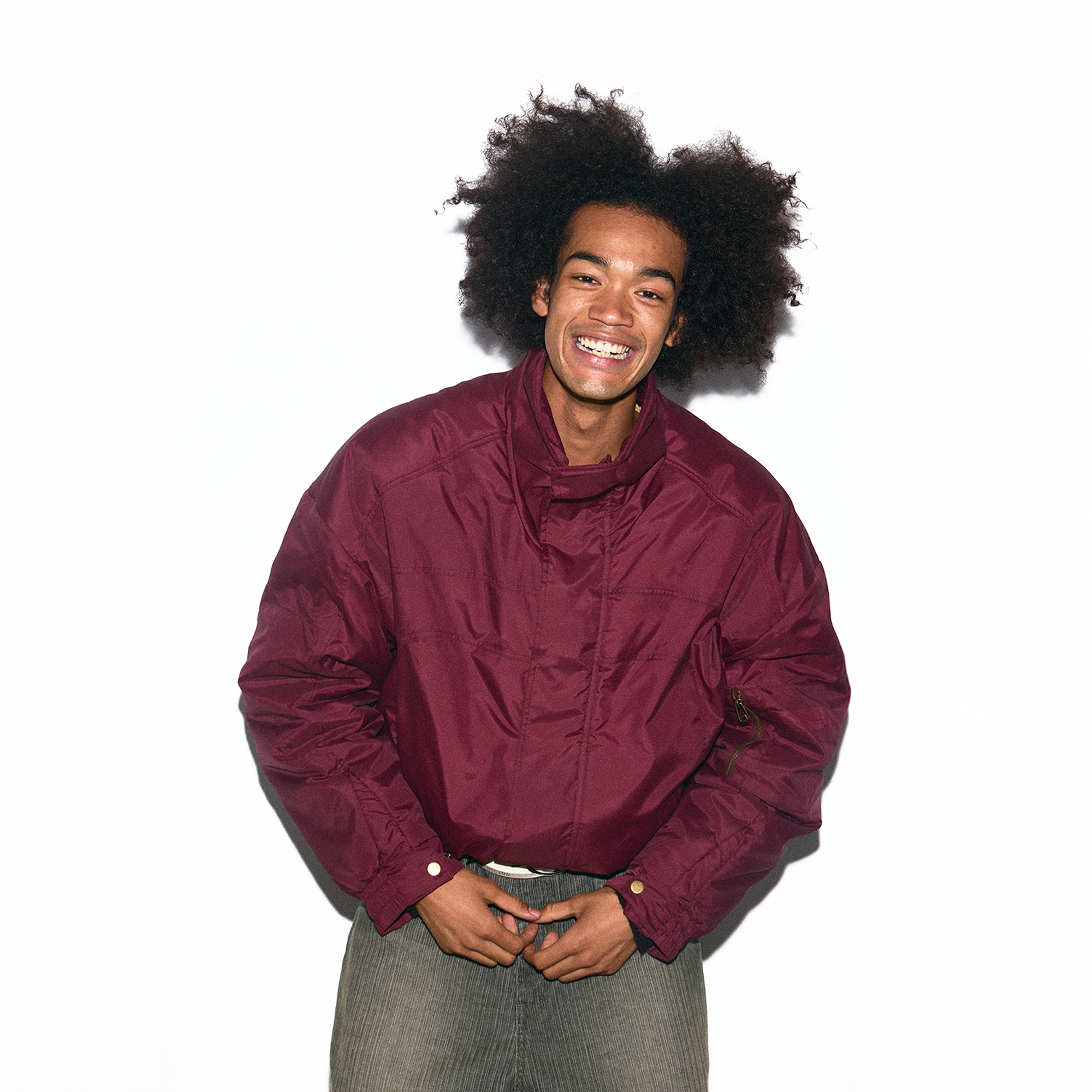 TRECLUB Modern High-Neck Cropped Down Jacket