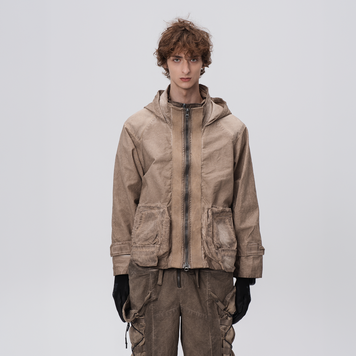 STEAM Distressed Paneled Hooded Jacket