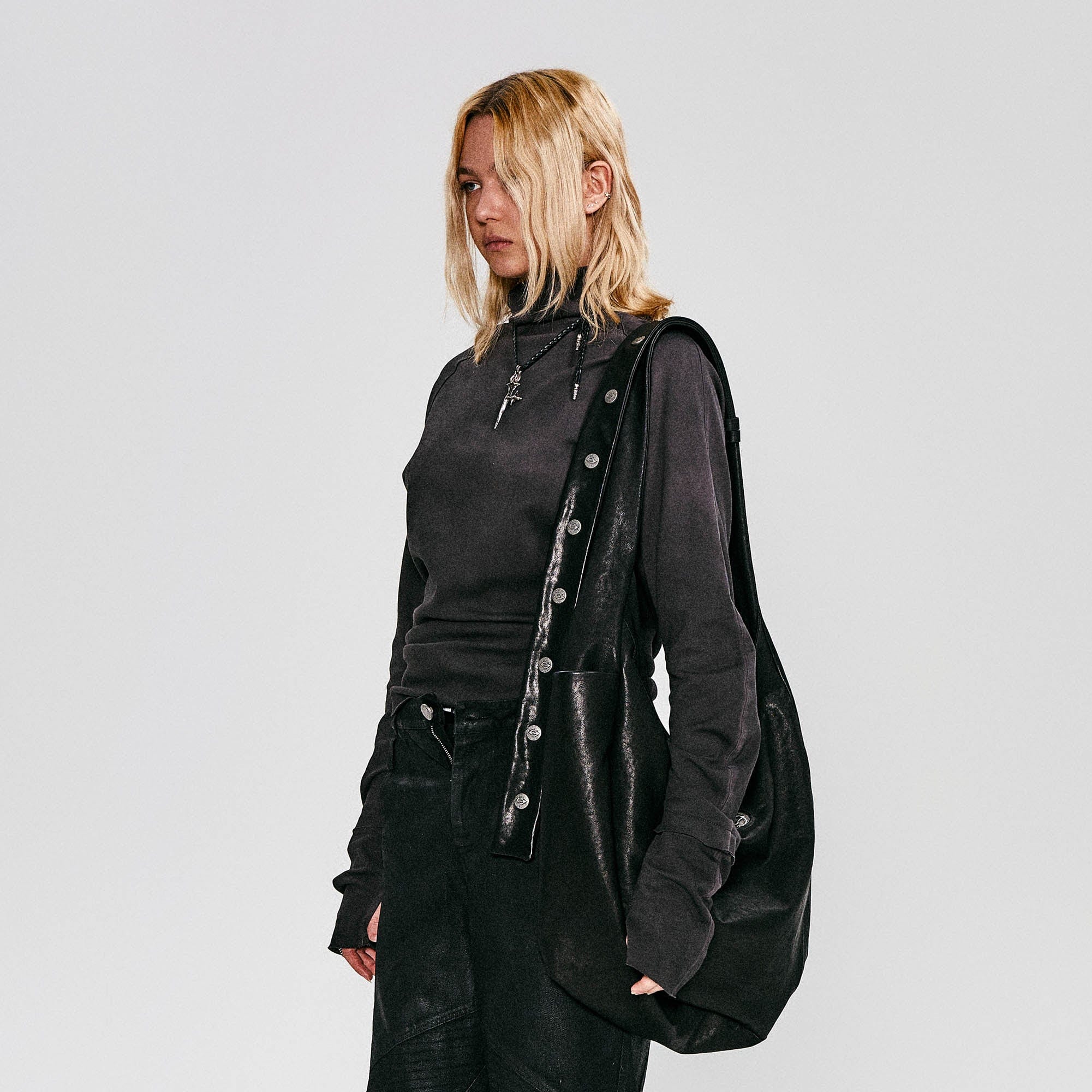 FLYERRER High Neck Slim-Fit Long-Sleeve Tee, premium urban and streetwear designers apparel on PROJECTISR.com, FLYERRER