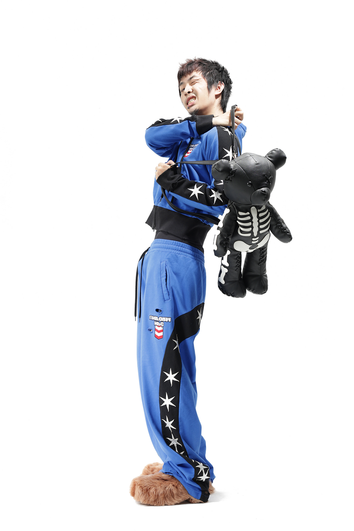 VANGUARDIA Contrast Star Graphic Spliced Sweatpants