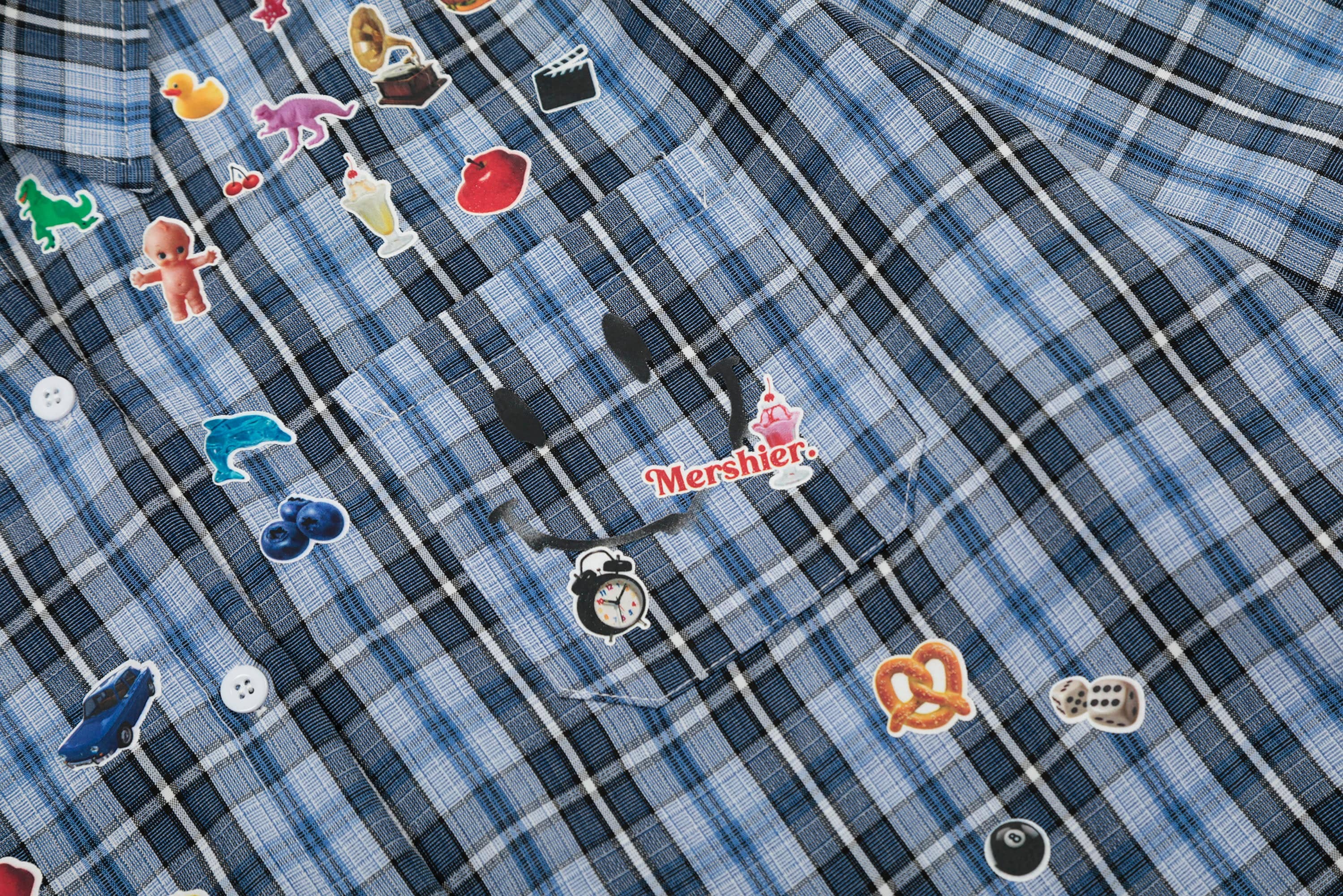 CLP Plaid Stickers Oversized Shirt, premium urban and streetwear designers apparel on PROJECTISR.com, CLP