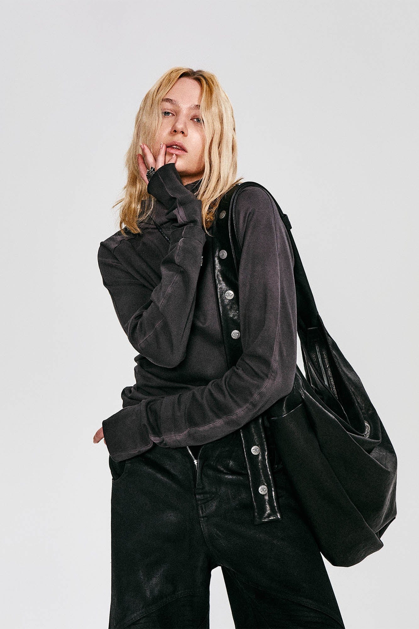 FLYERRER High Neck Slim-Fit Long-Sleeve Tee, premium urban and streetwear designers apparel on PROJECTISR.com, FLYERRER