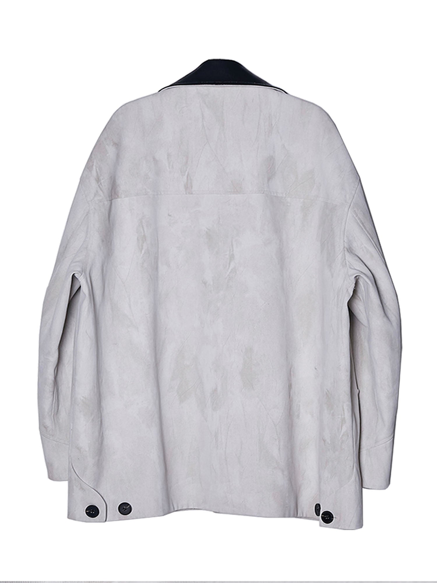ASSEEN Distressed Panel Leather Collar Barn Jacket, premium urban and streetwear designers apparel on PROJECTISR.com, ASSEEN
