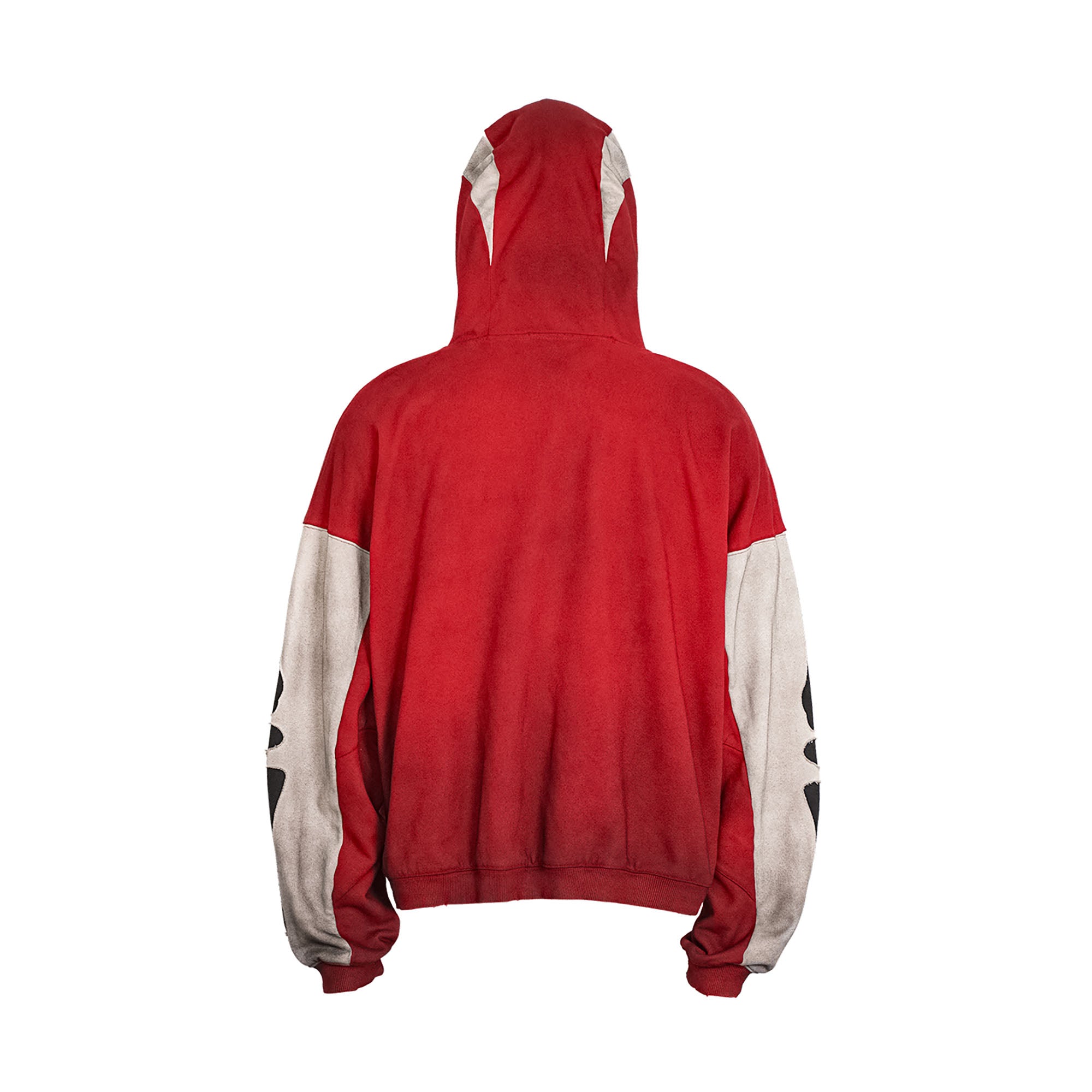 UNDERWATER Skeleton Distressed Contrast Panel Hooded Jacket